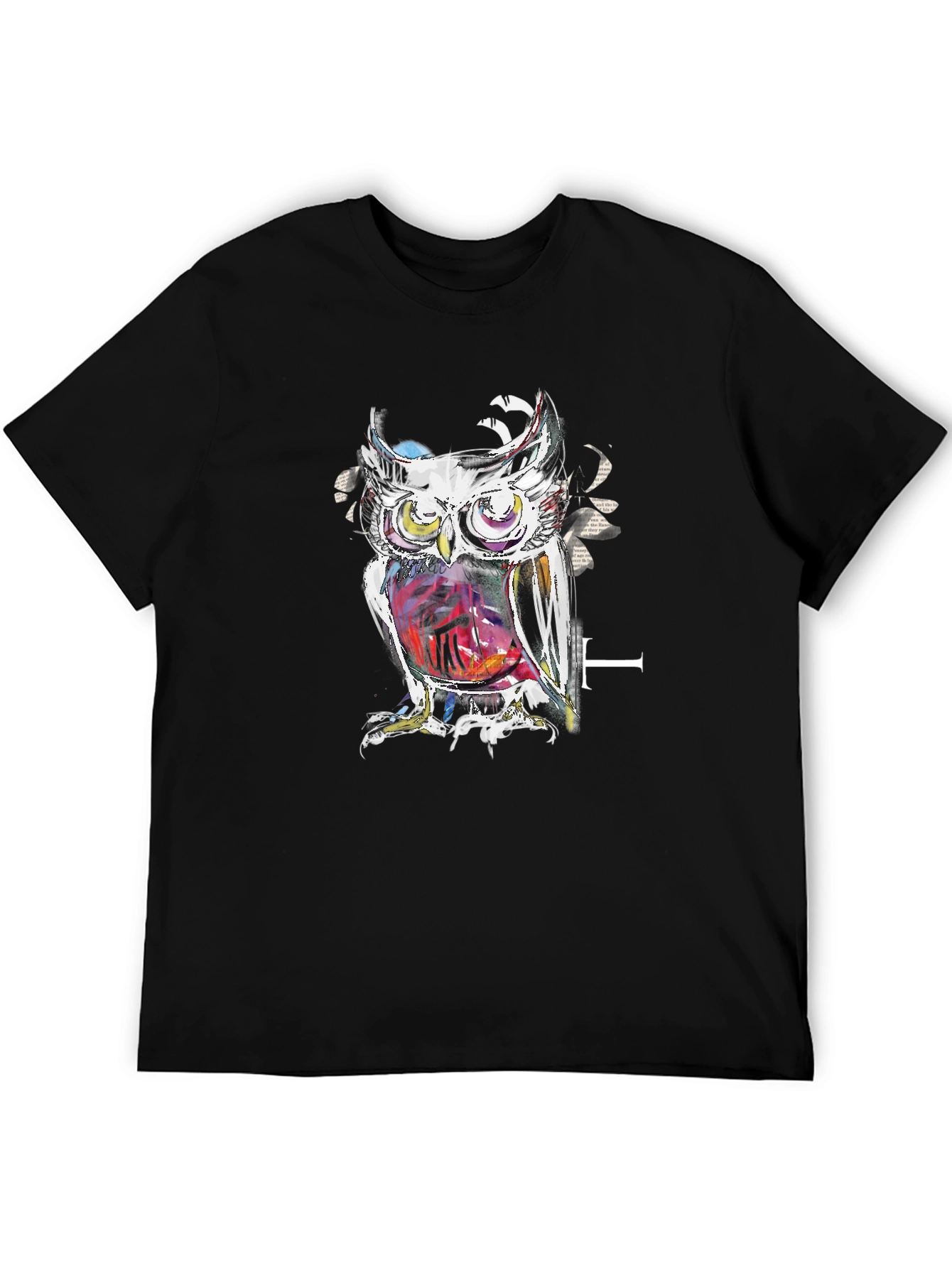 Black Owl Art Black T-Shirt view 5