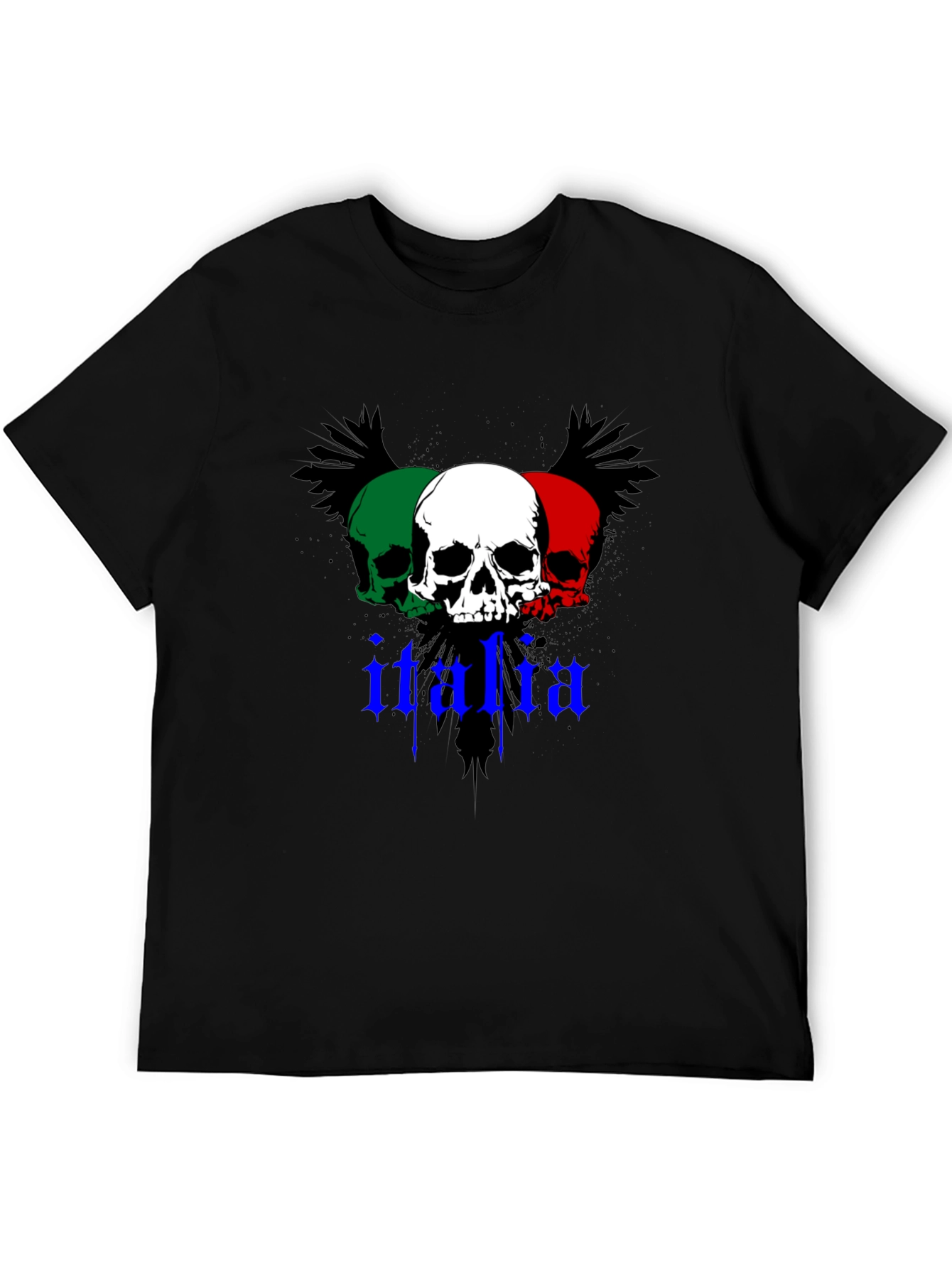 Black Italia Skull Graphic Tee - Black Crew Neck T-Shirt view 5