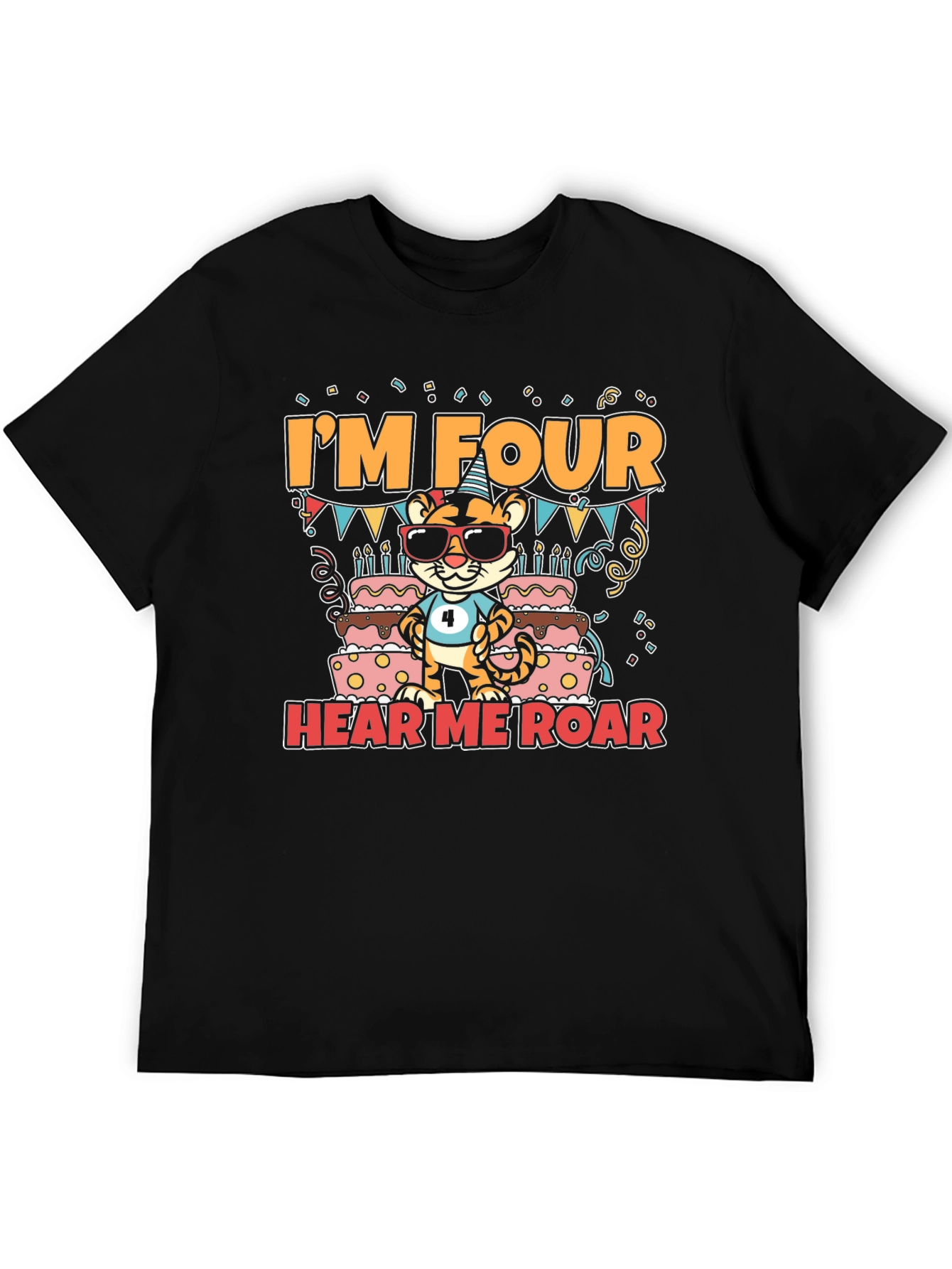 Black I'm Four Hear Me Roar T-Shirt view 5