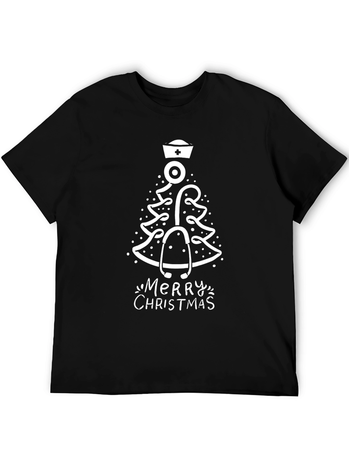 Black Nurse Christmas Tree Graphic Tee view 5