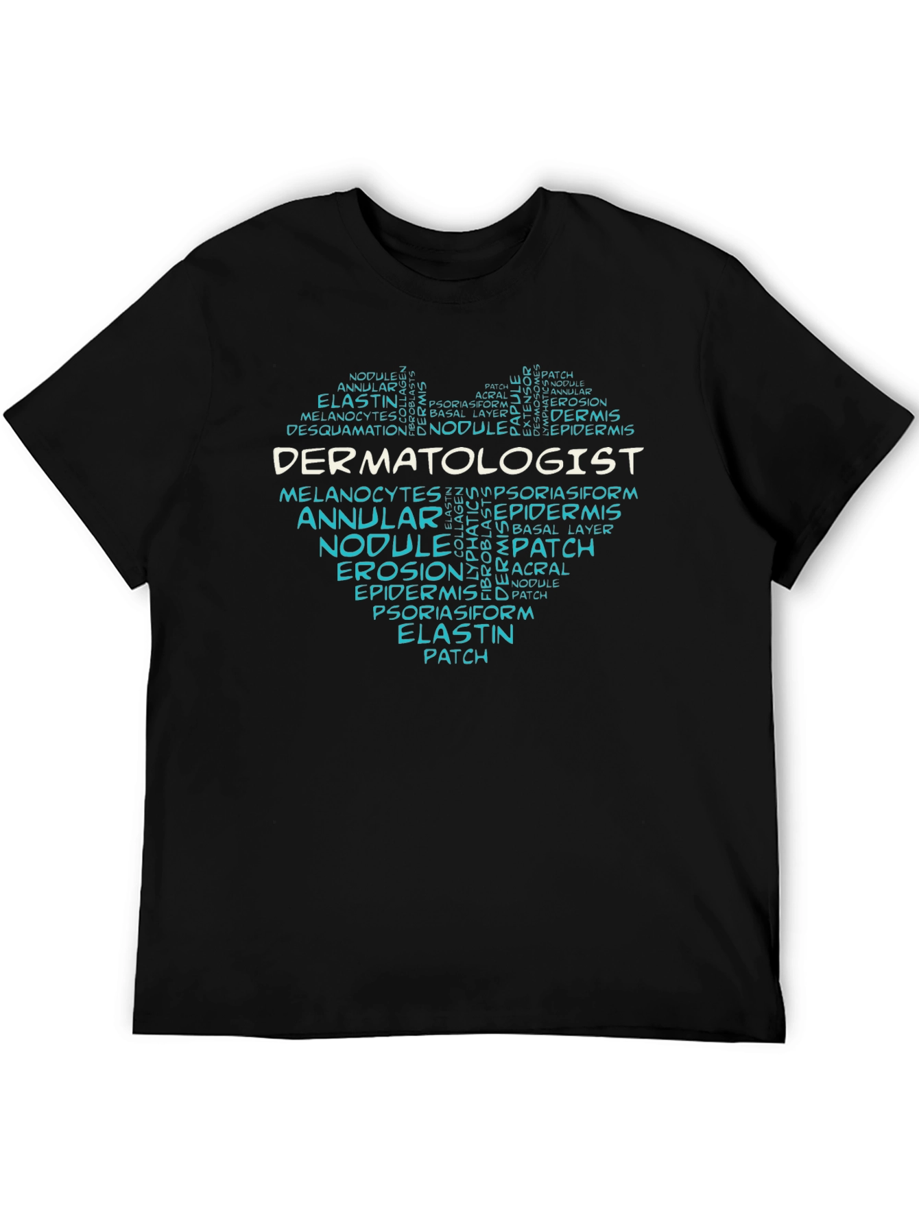 Black Dermatologist Word Cloud Heart T-Shirt view 5