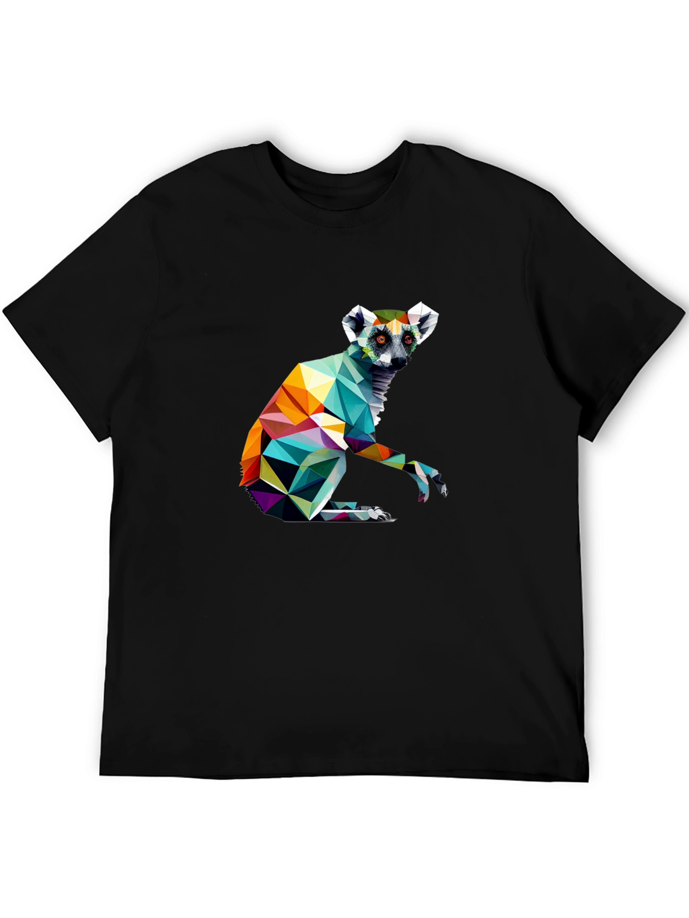Black Geometric Lemur Graphic Tee - Modern Black T-Shirt view 5