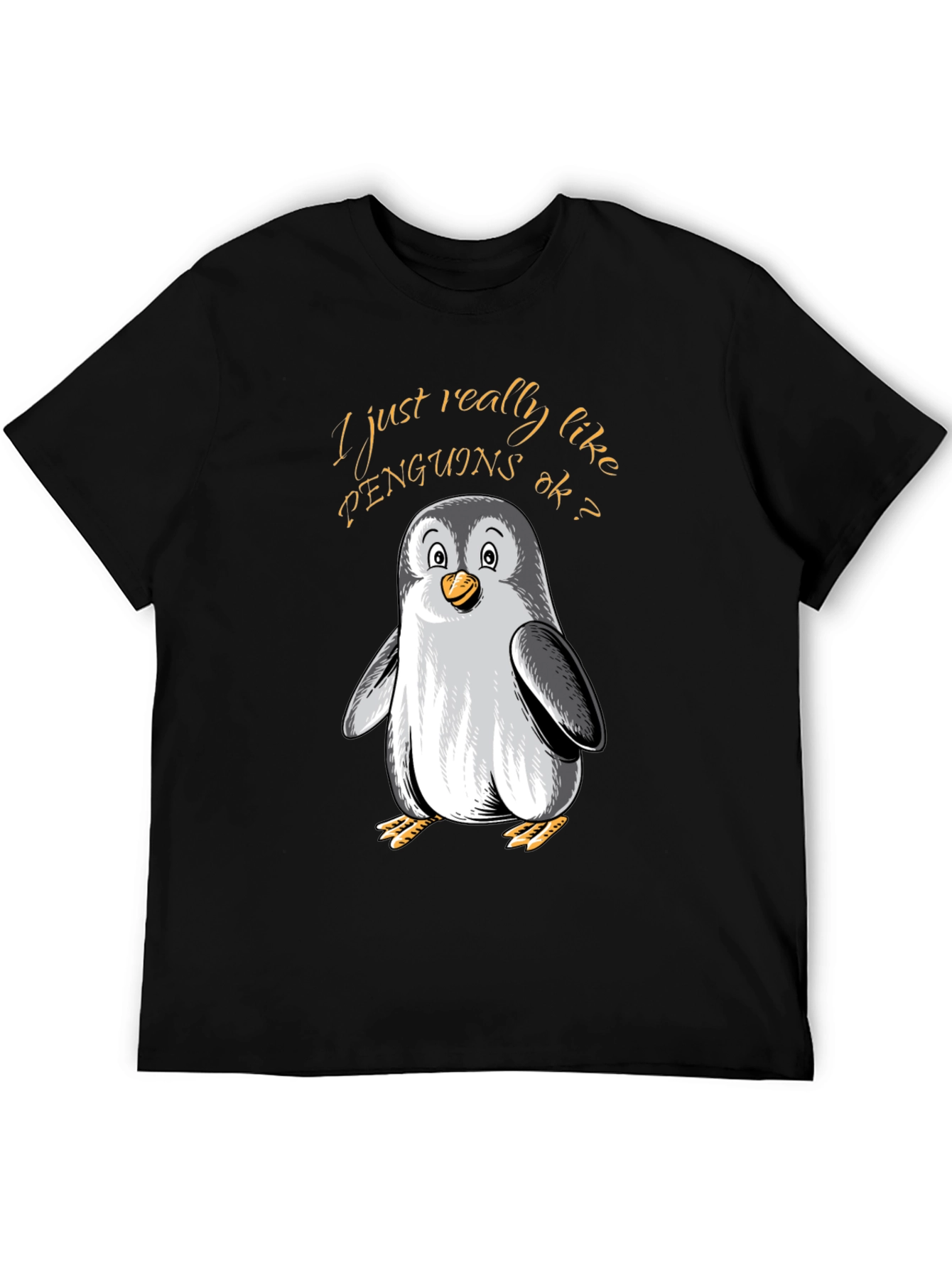 Black Penguin Lover's Tee: I Just Really Like Penguins view 5