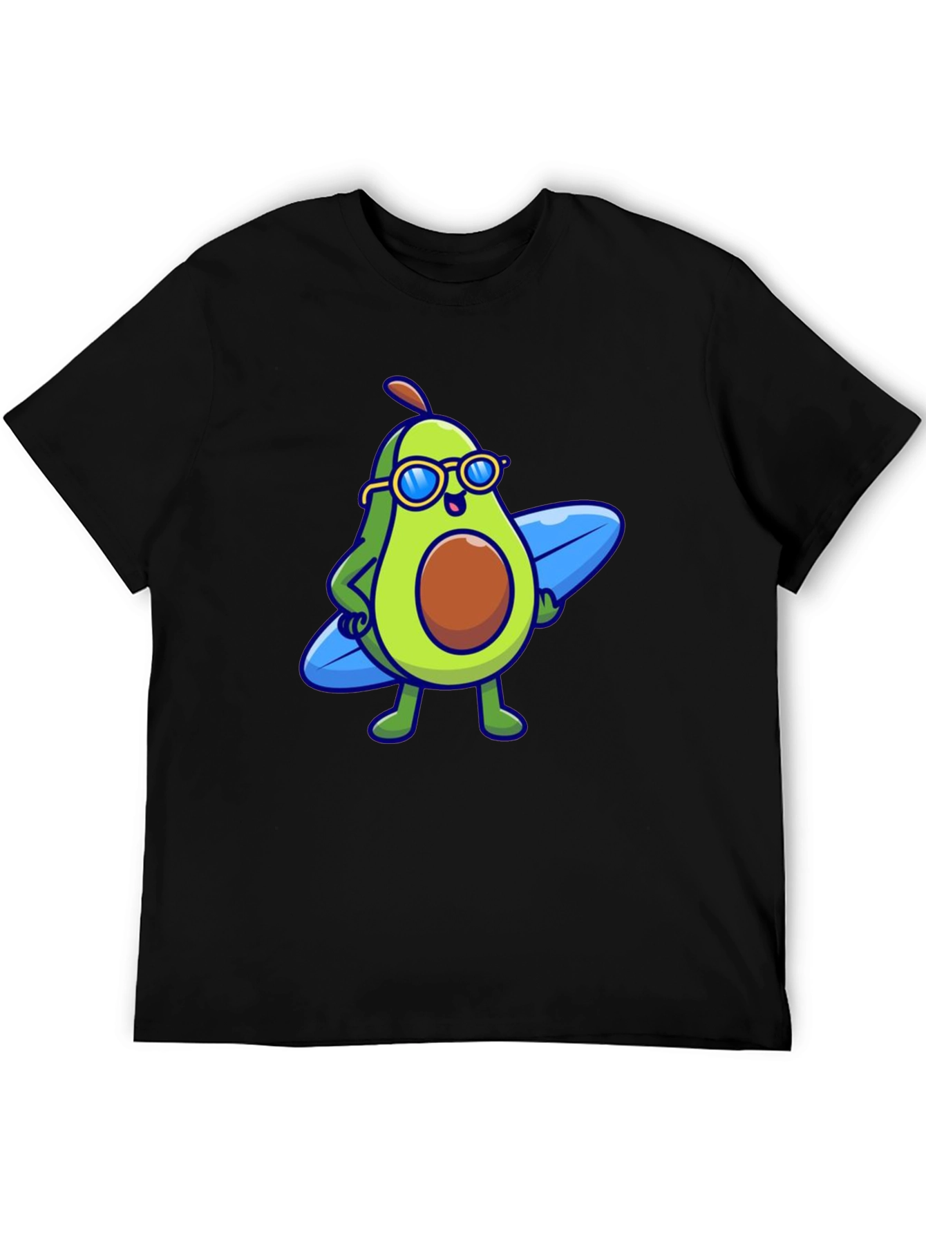 Black Cool Avocado Surfer Graphic Tee - Black view 5