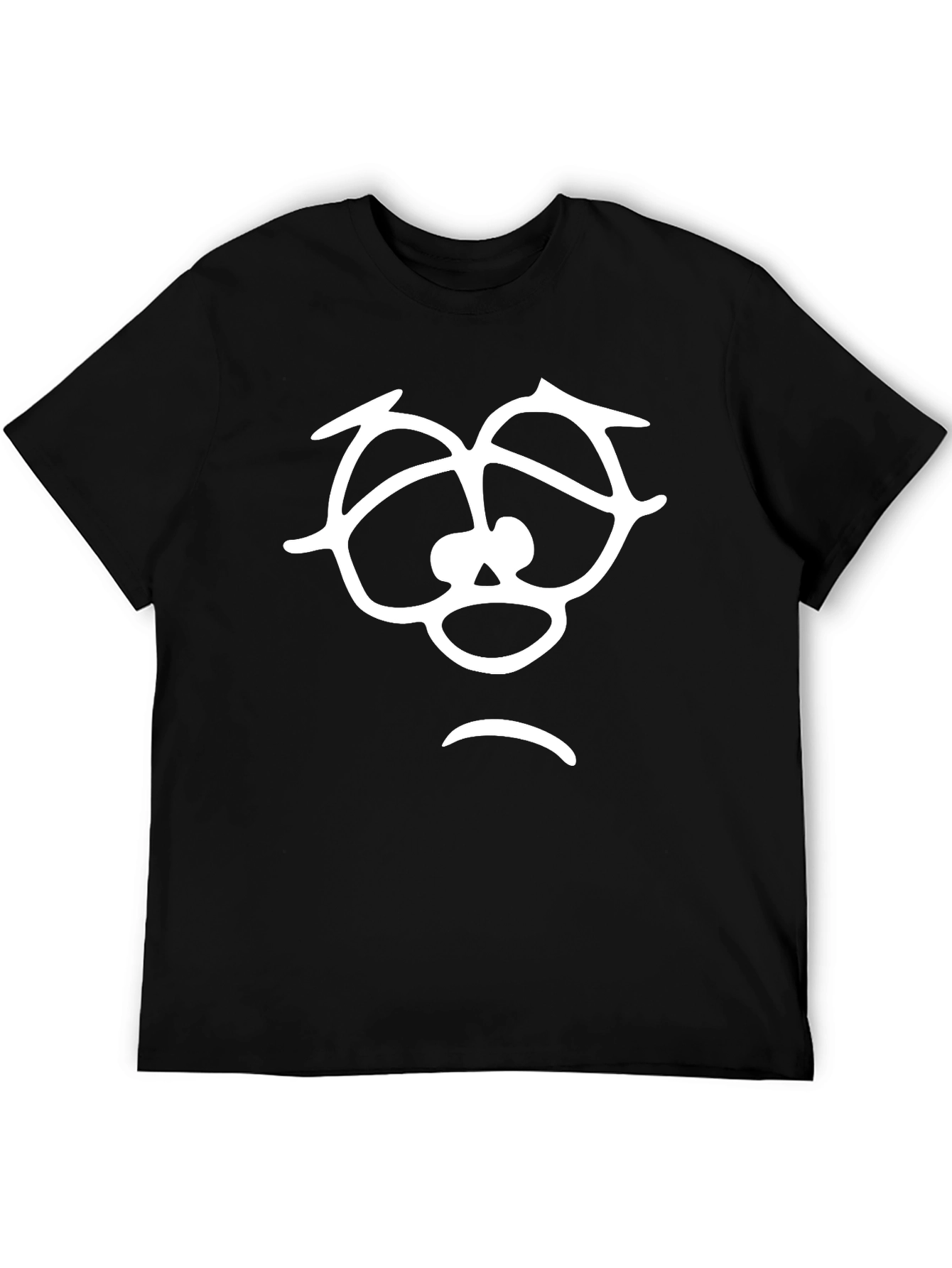 Black Sad Face Graphic T-Shirt - Unisex Black Tee view 5