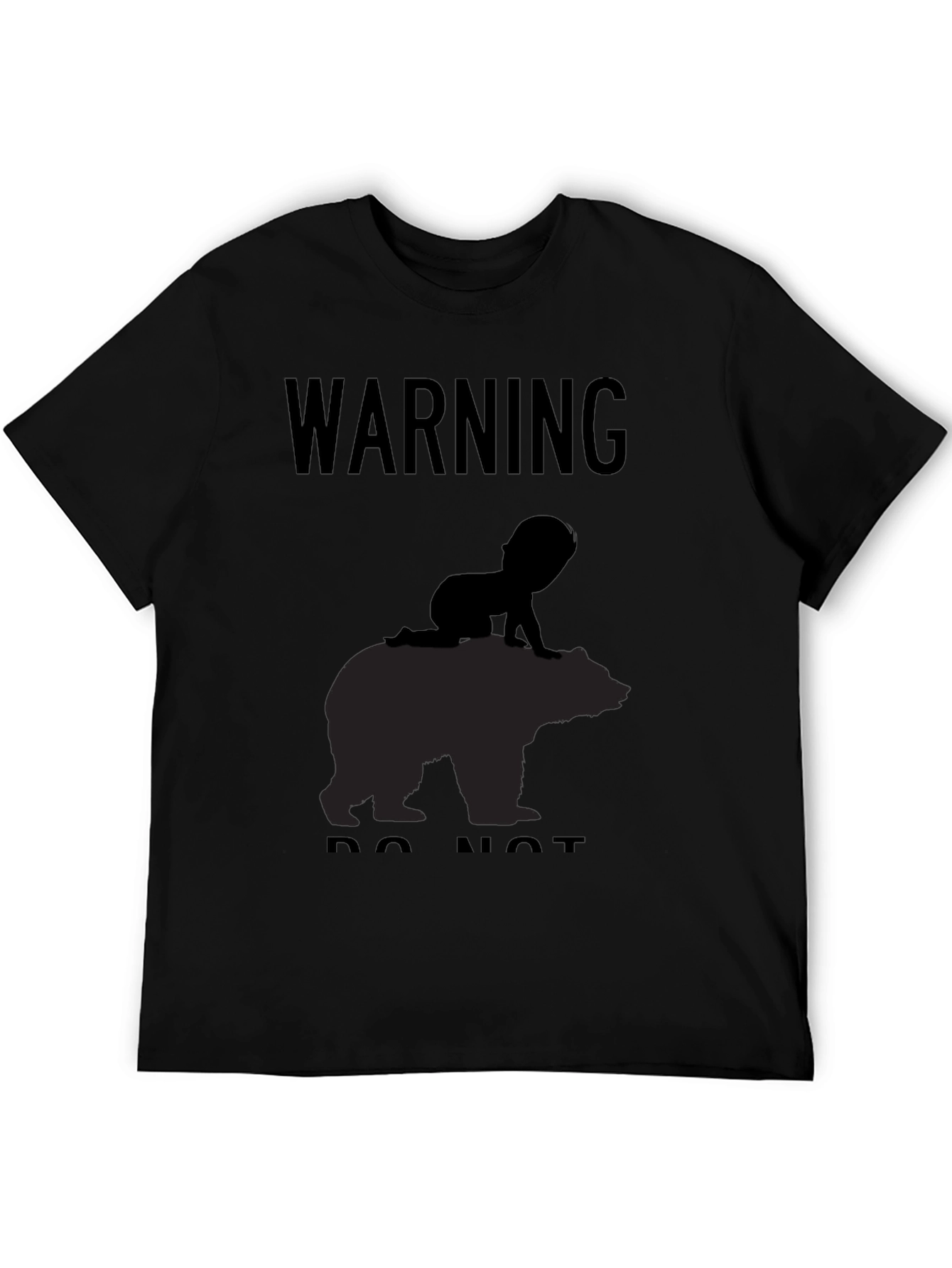 Black Warning Baby on Bear T-Shirt - Funny Novelty Tee view 5