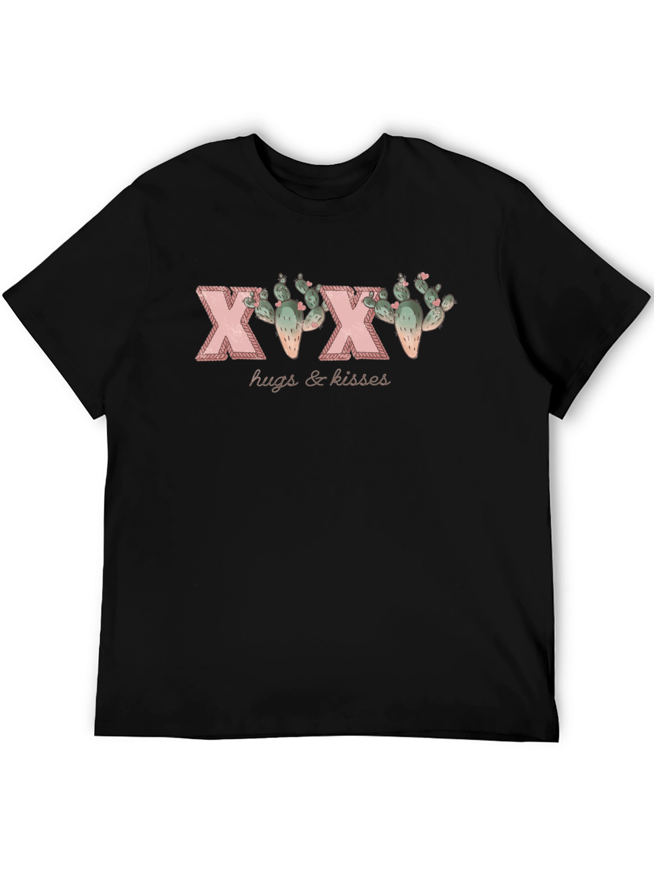 Black Hugs & Kisses Cactus Graphic Black T-Shirt view 5