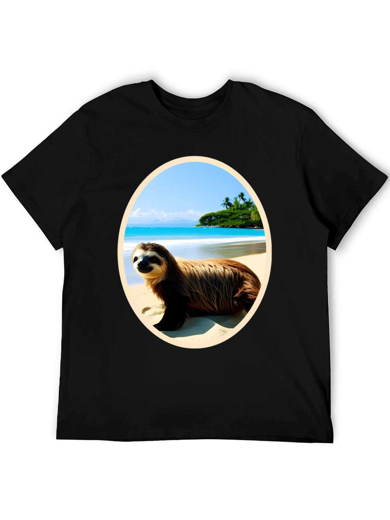 Black Sloth Beach T-Shirt view 5