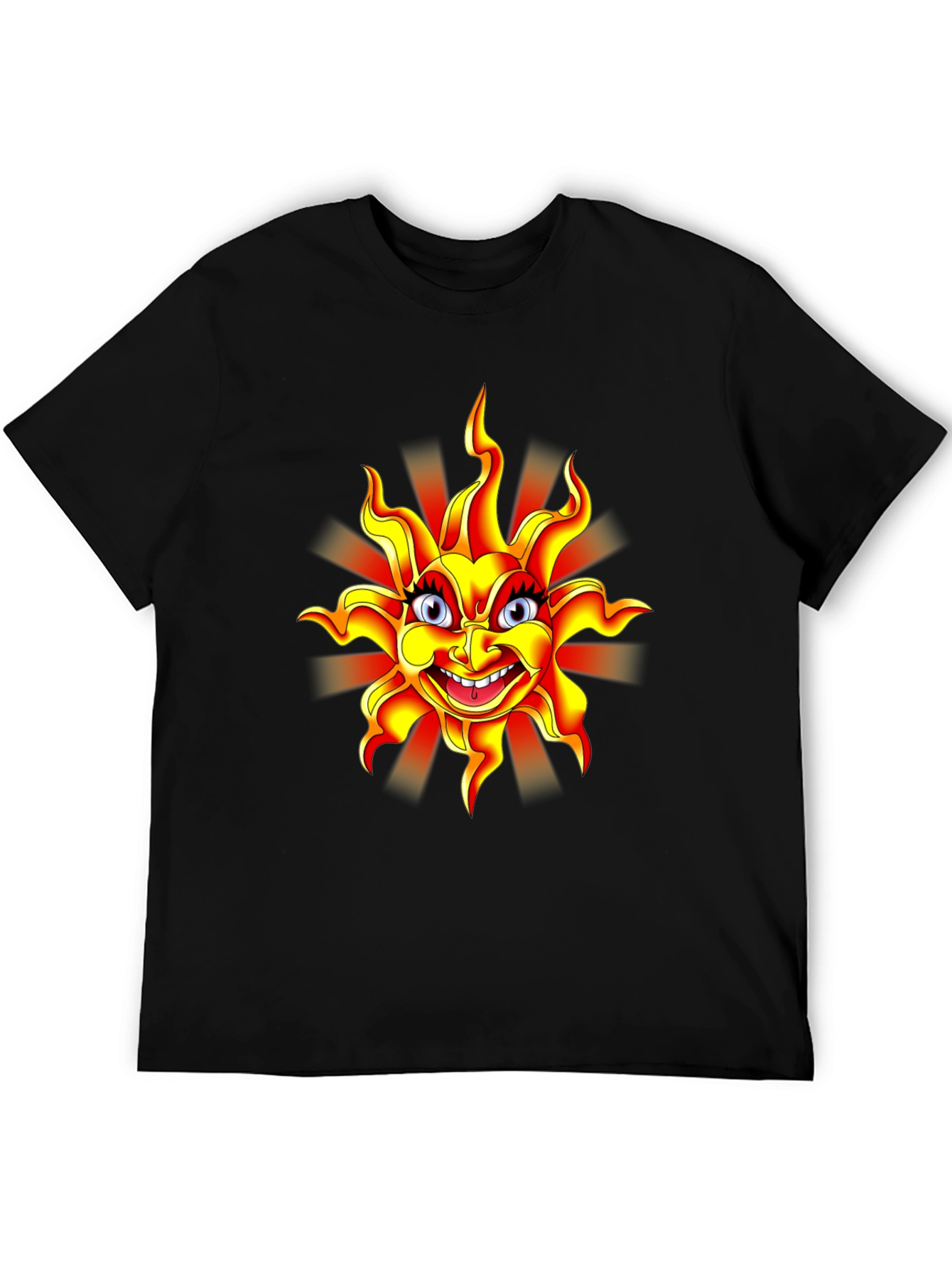 Black Cartoon Sun Graphic Black T-Shirt view 5