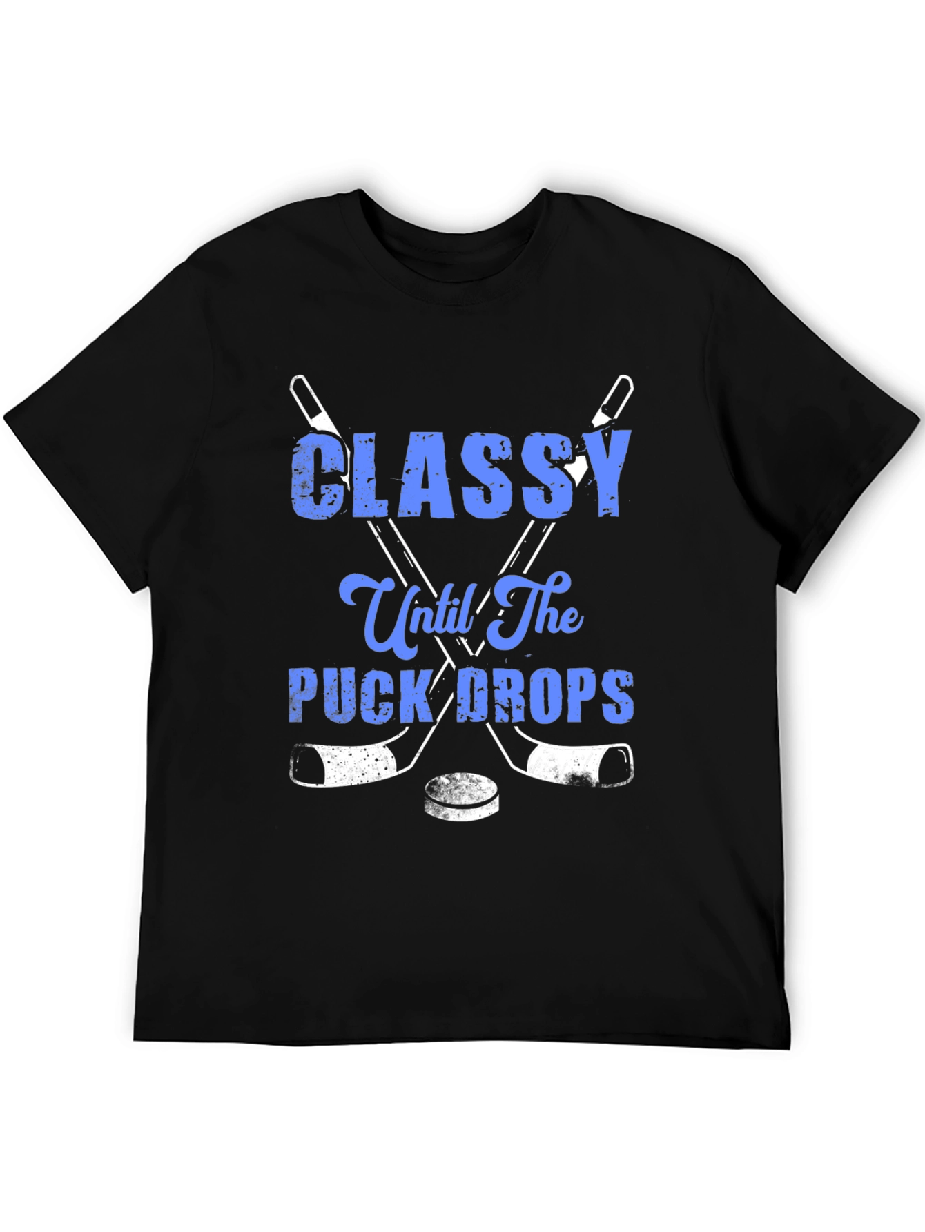 Black Classy Until The Puck Drops Hockey T-Shirt view 5