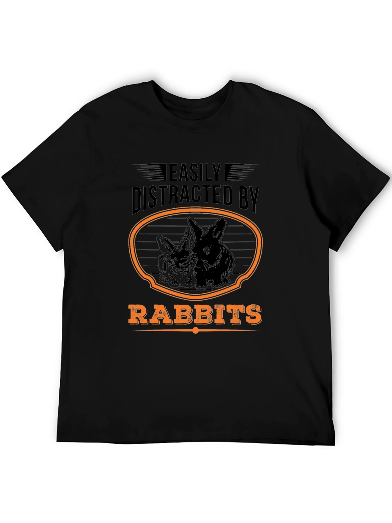 Black Easily Distracted By Rabbits T-Shirt view 5