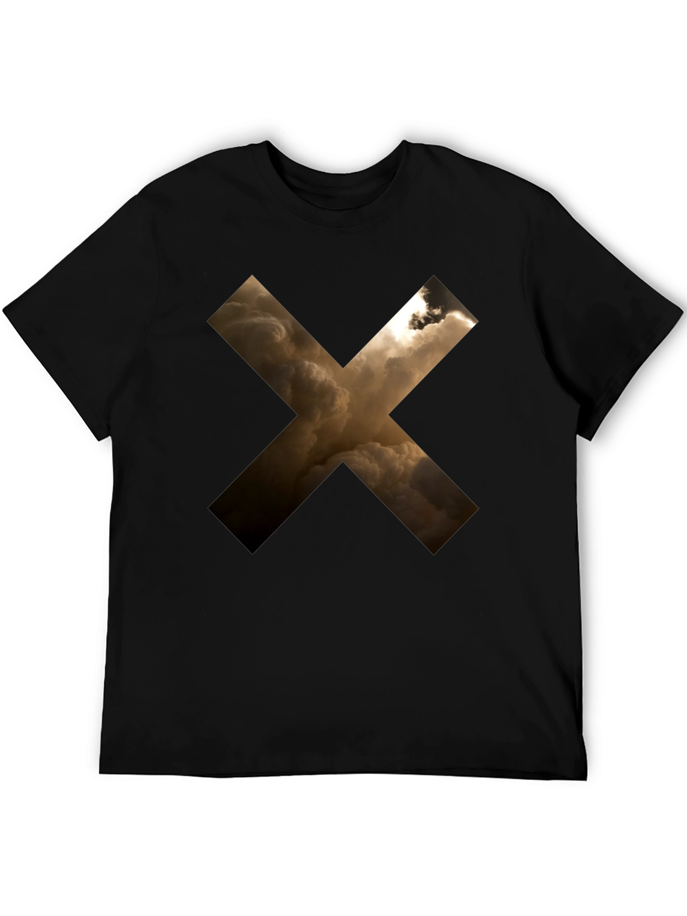 Black Abstract Cloud Cross Graphic Black T-Shirt view 5