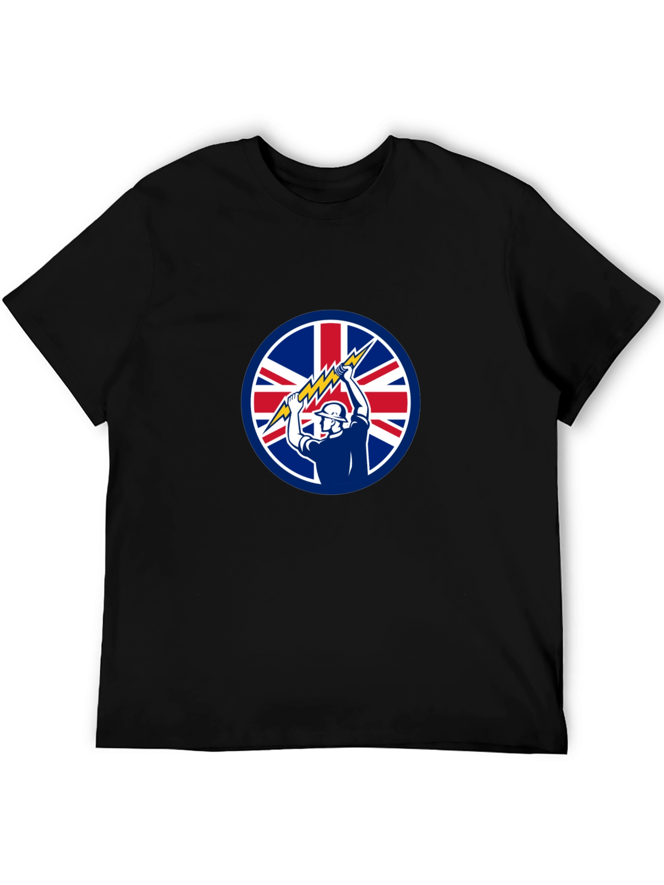 Black British Electrician Graphic T-Shirt view 5