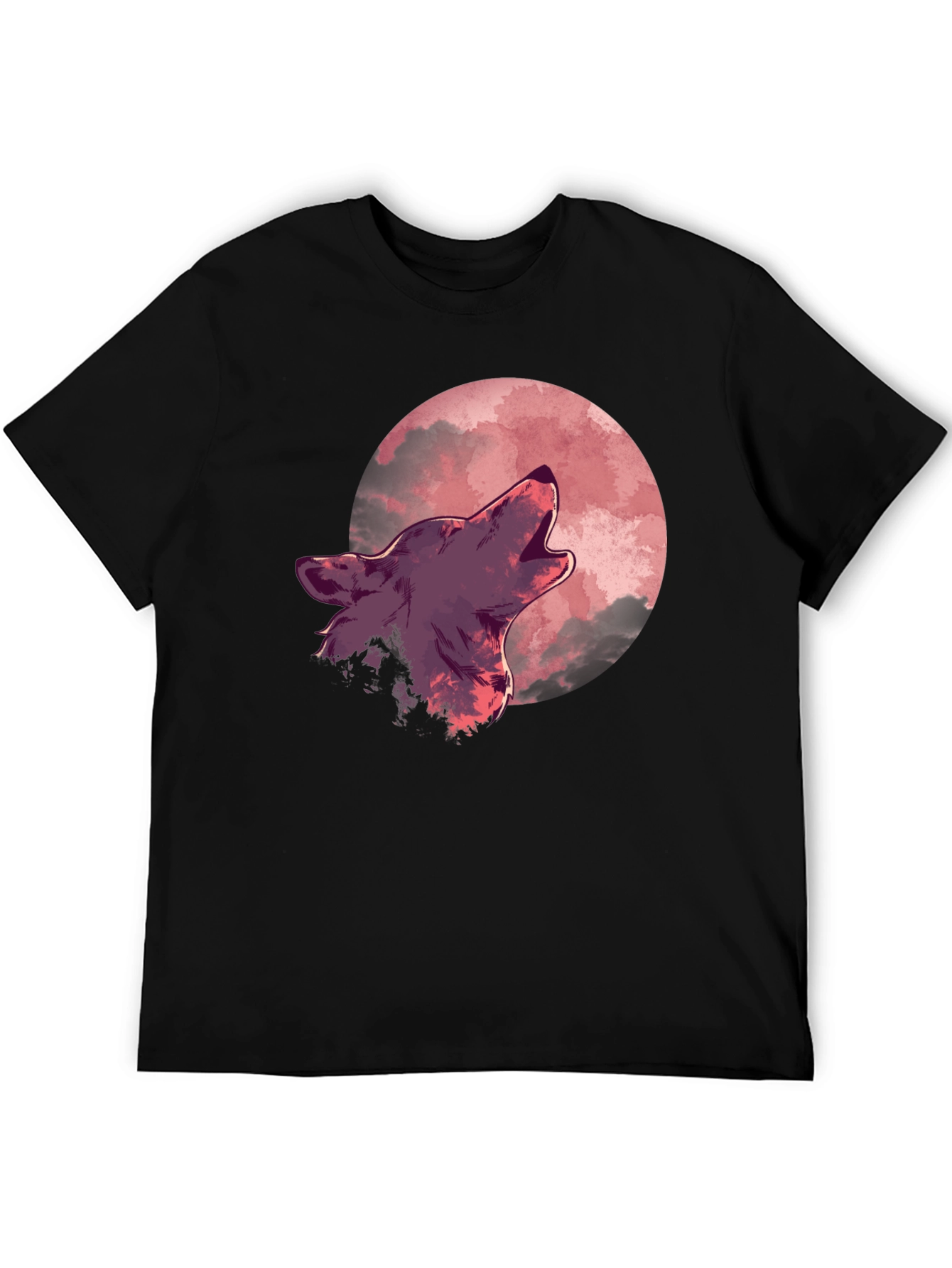Black Wolf Howling at Moon Graphic Tee view 5
