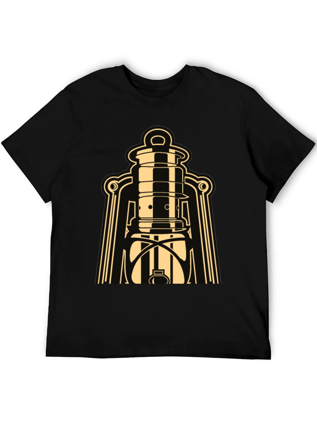 Black Vintage Lantern Graphic Tee - Retro Style view 5