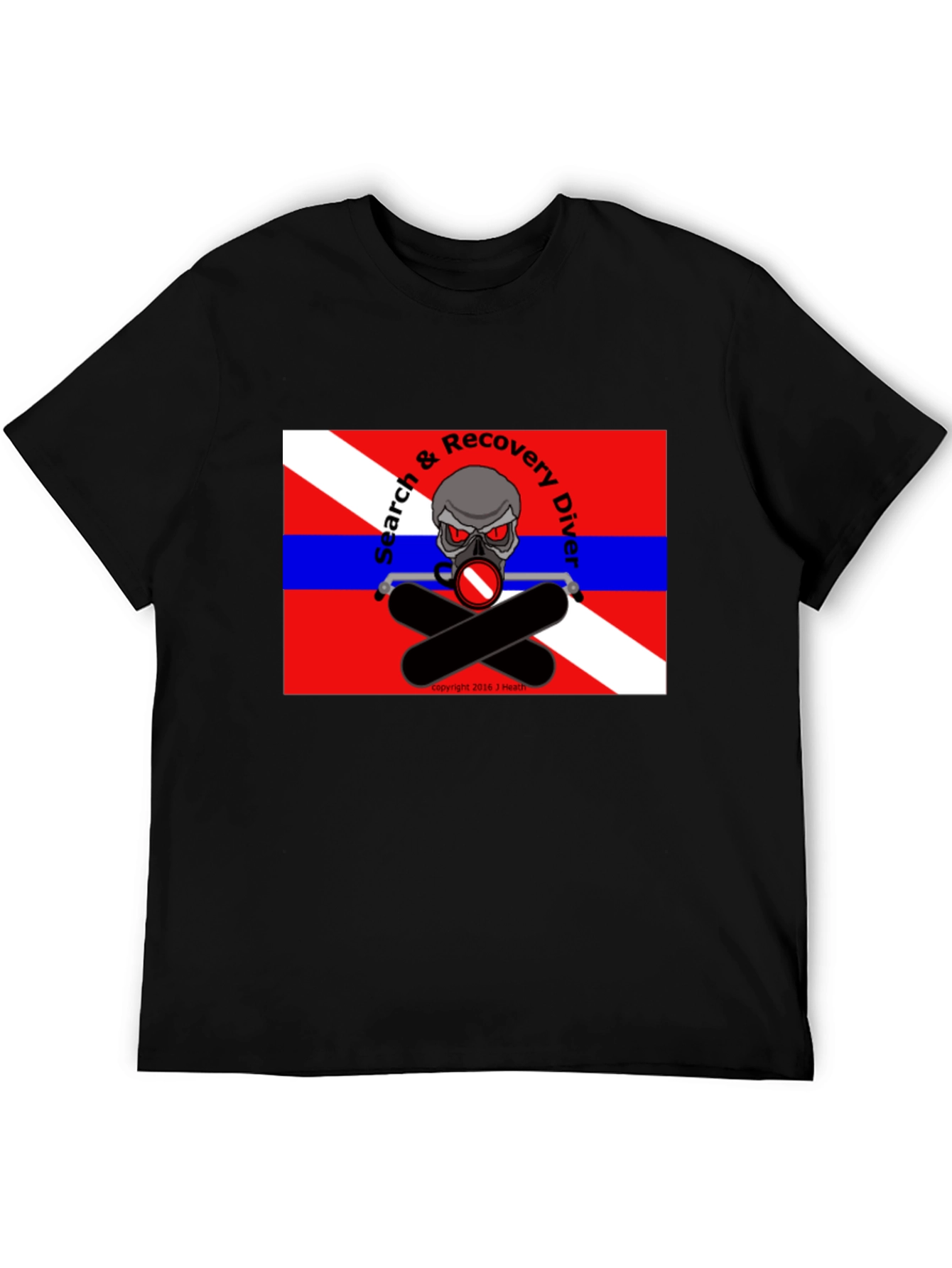 Black Search & Recovery Diver Skull T-Shirt view 5