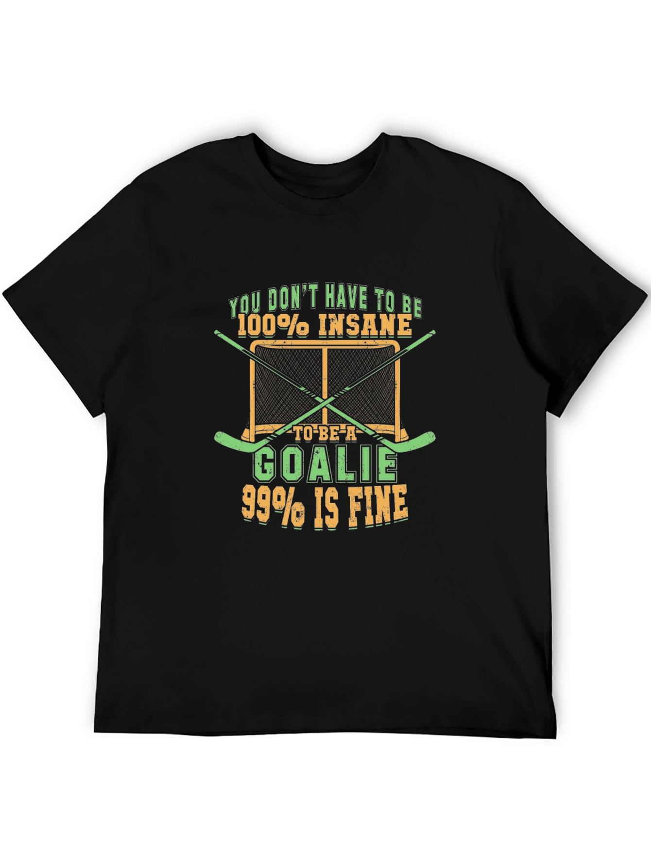 Black Insane Goalie T-Shirt - Hockey Fan Tee view 5