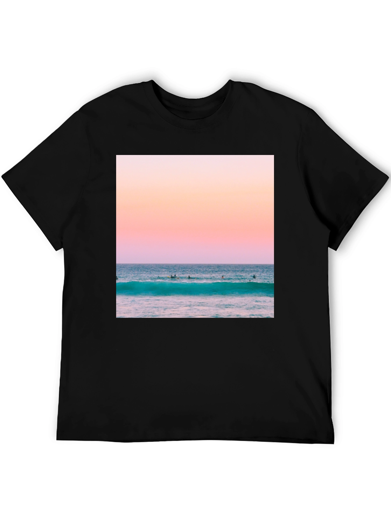 Black Sunset Ocean Wave Graphic T-Shirt view 5