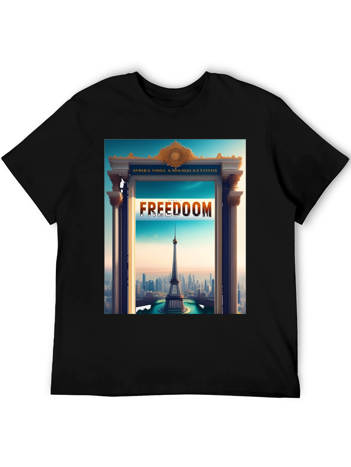 Black Freedom Tower Graphic Tee - Stylish Statement Shirt view 5