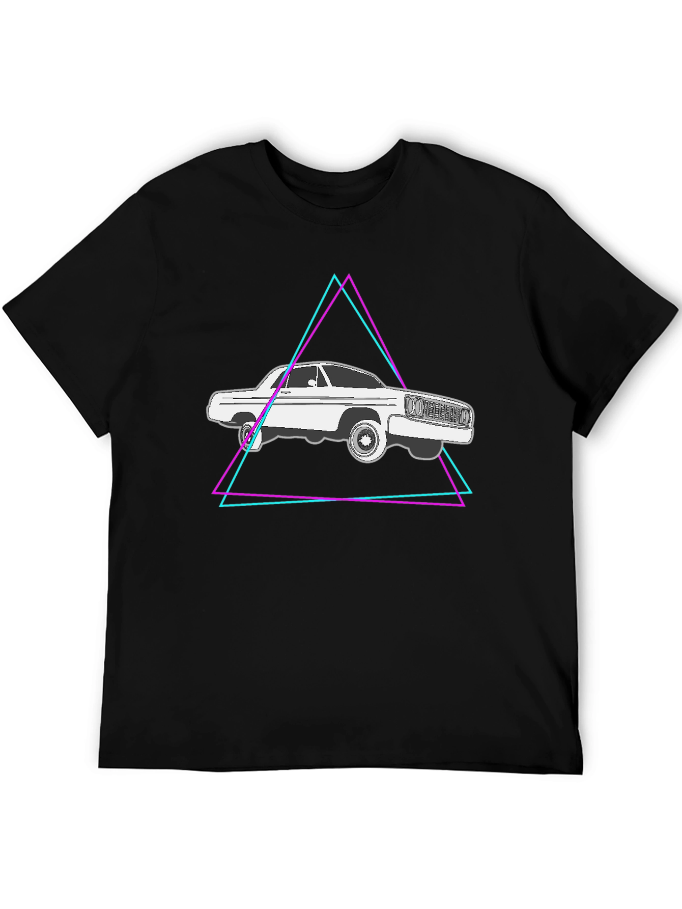 Black Retro Car Graphic Tee - Black Cotton Blend view 5