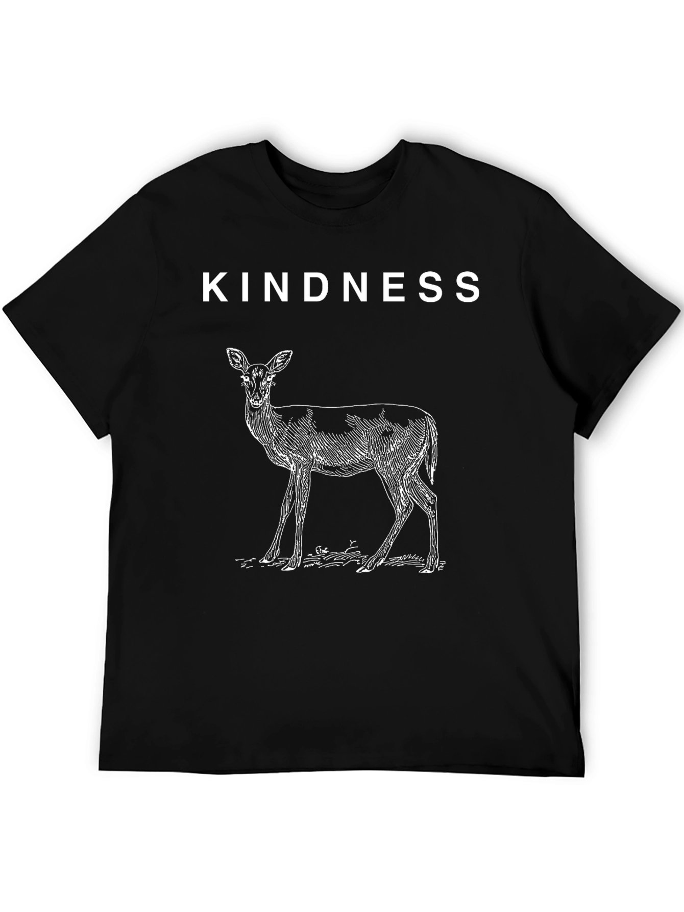Black Kindness Deer Graphic T-Shirt view 5