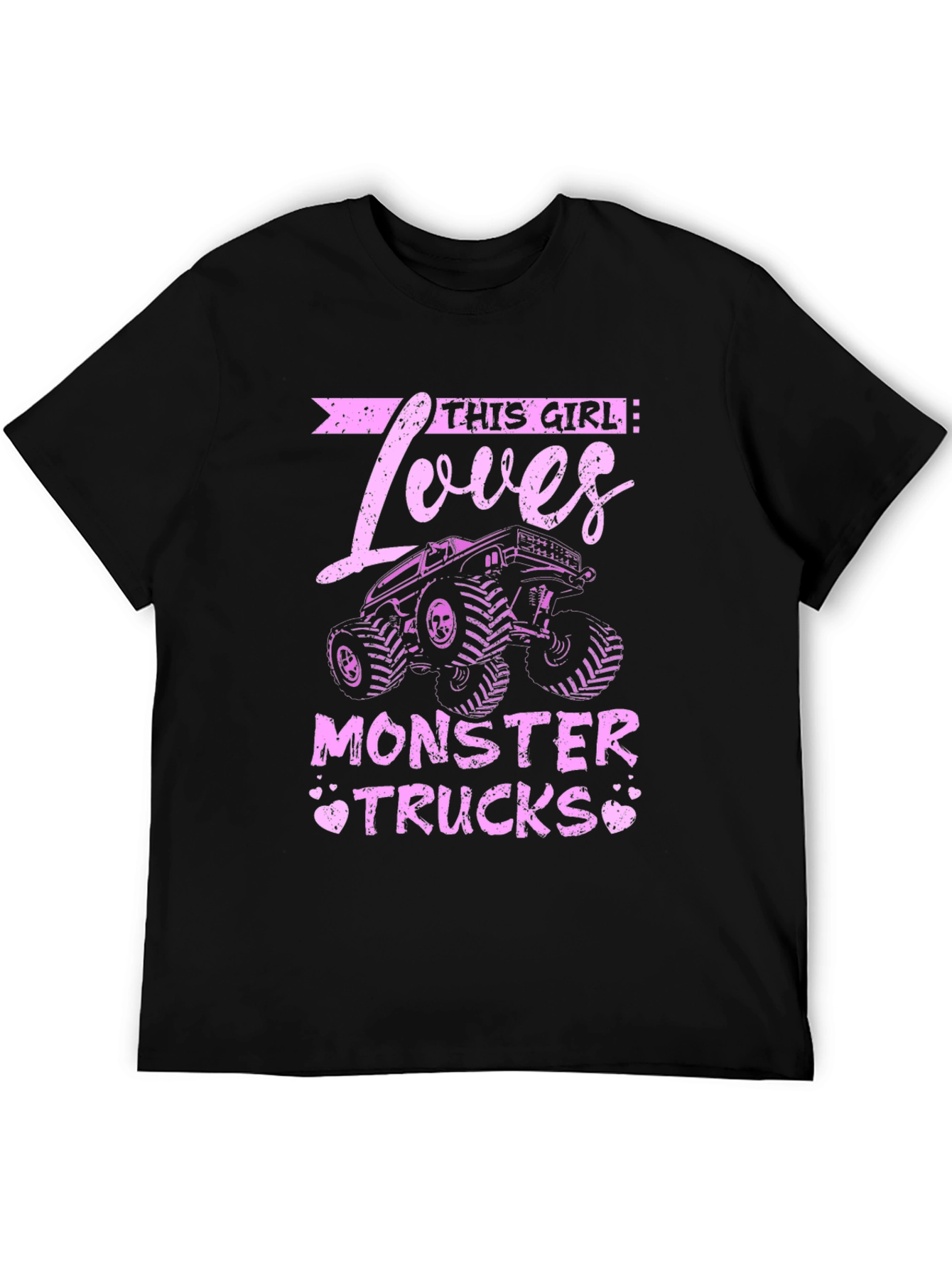 Black This Girl Loves Monster Trucks Black T-Shirt view 5