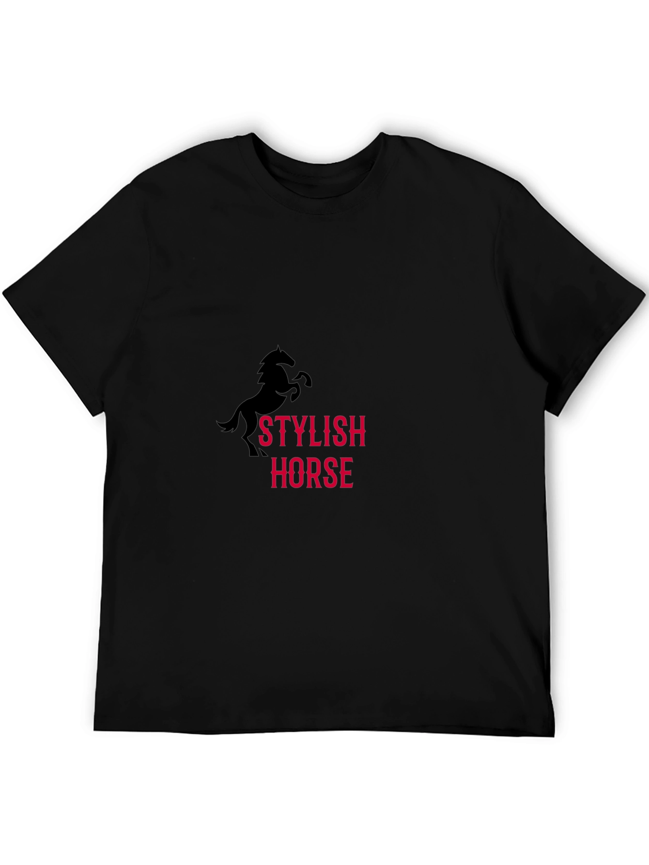 Black Stylish Horse Graphic T-Shirt view 5