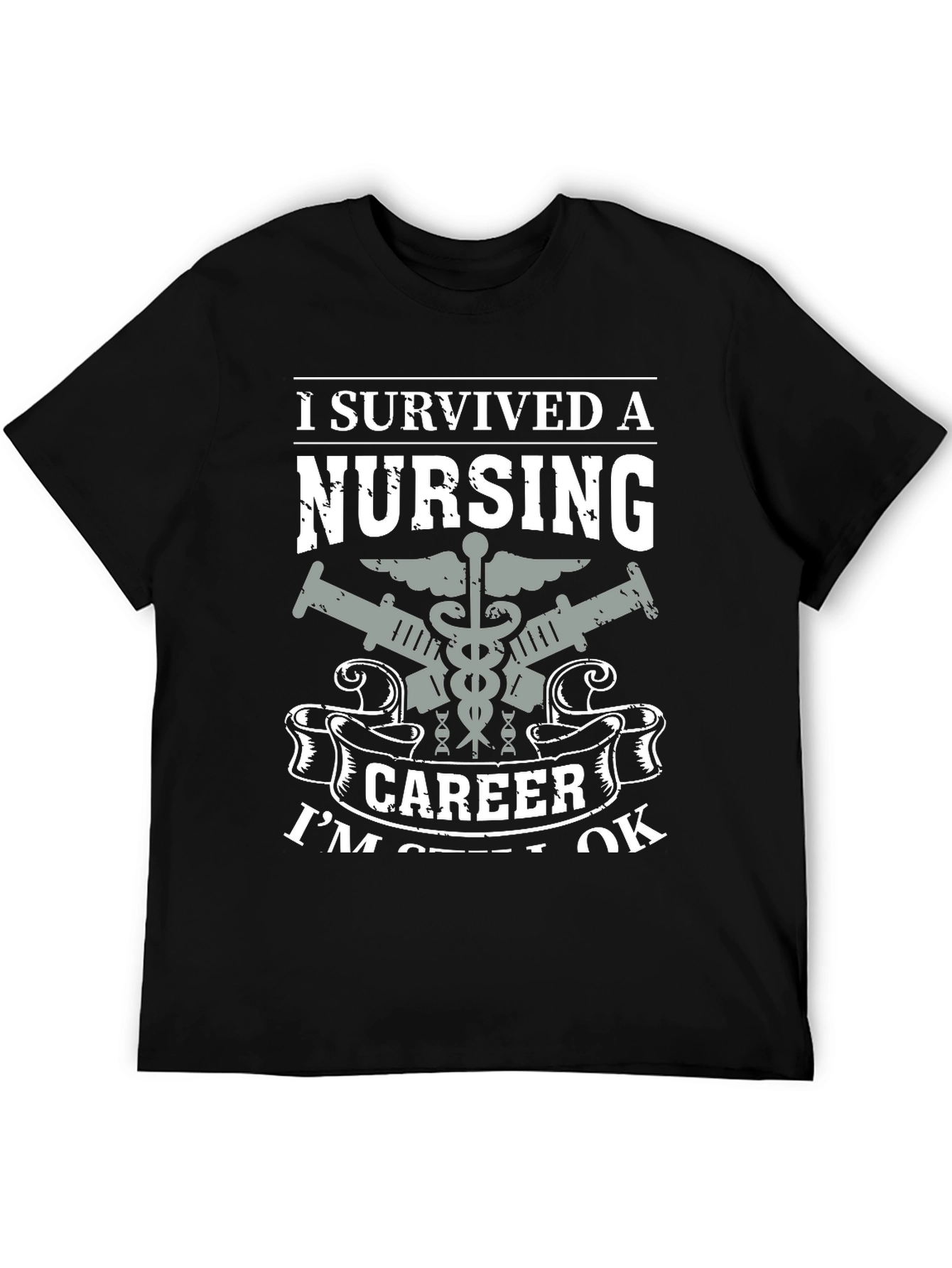 Black I Survived A Nursing Career Graphic T-Shirt view 5