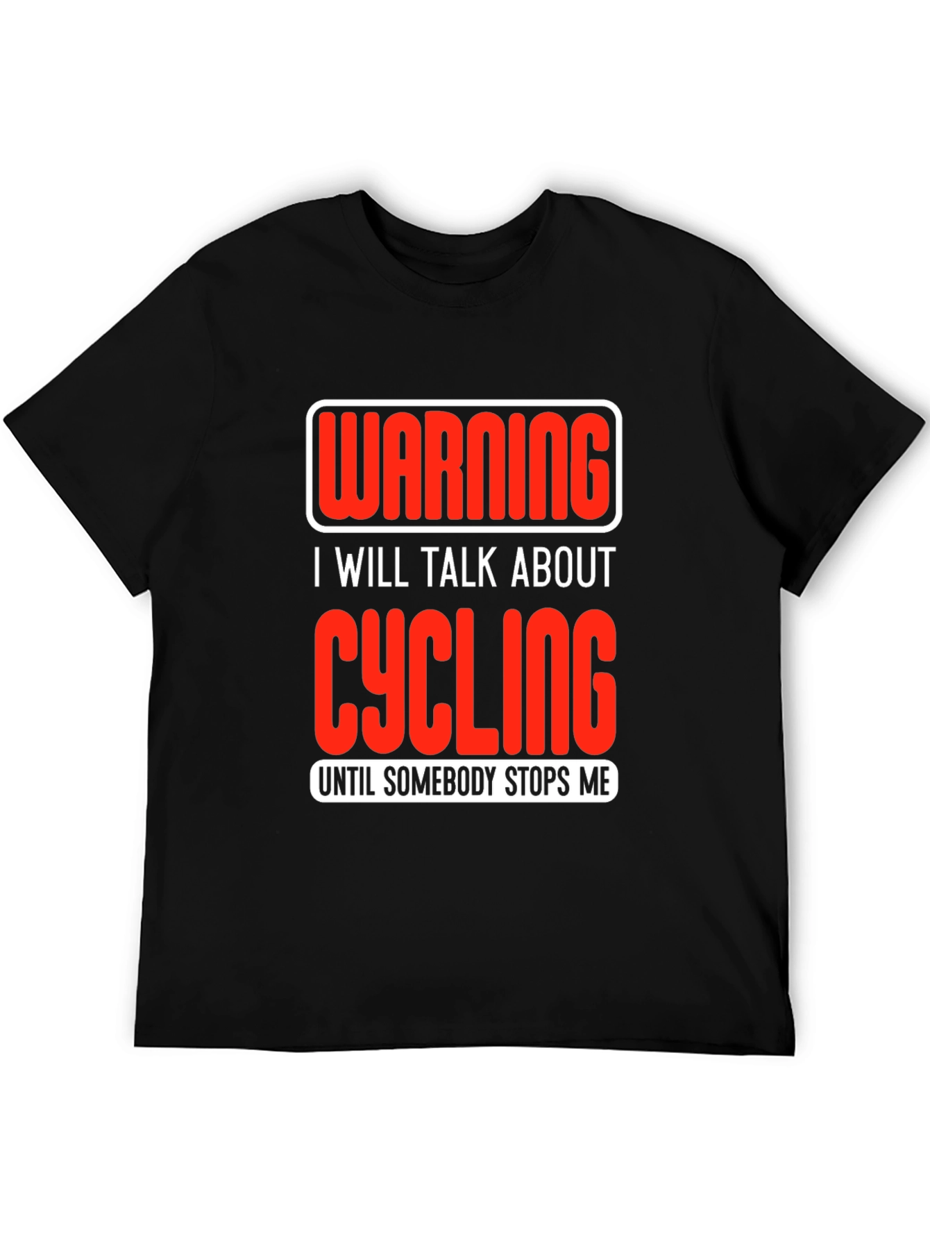 Black Cycling Enthusiast T-Shirt - Warning I Will Talk About Cycling view 5