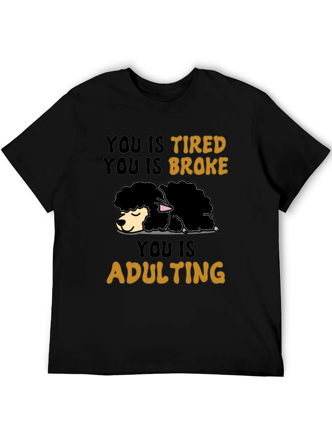 Black Tired Broke Adulting Sheep Graphic Tee view 5