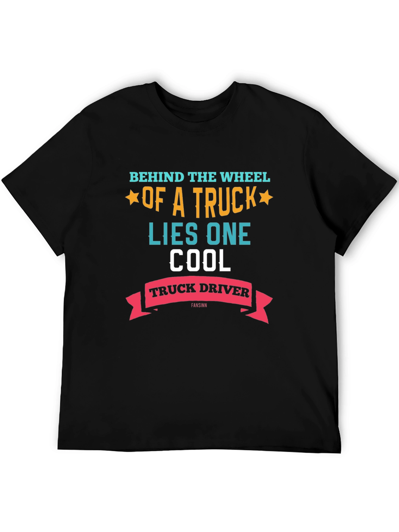 Black Cool Truck Driver Graphic Tee - Black view 5