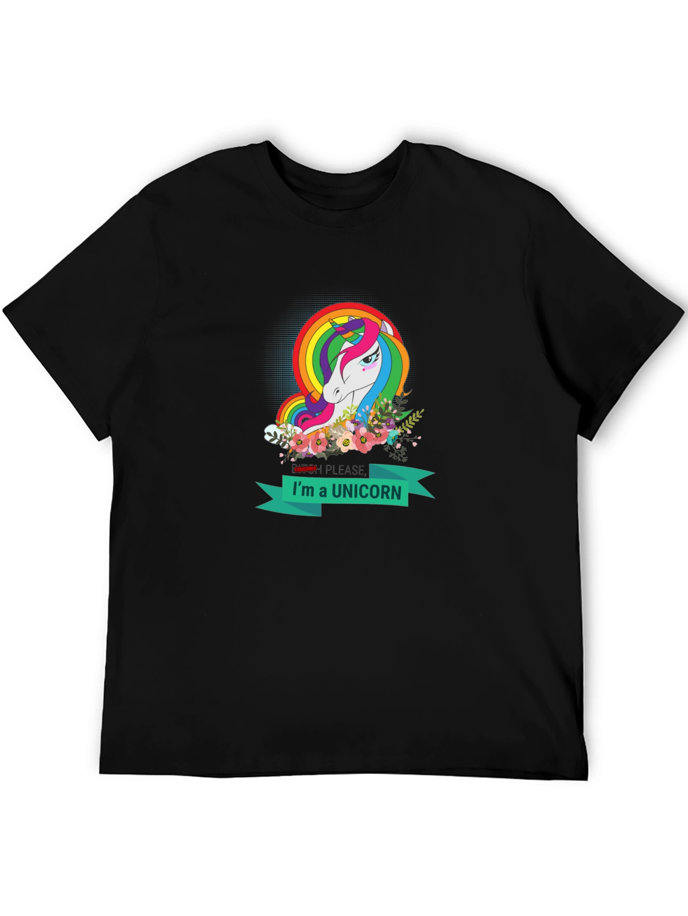 Black I'm a Unicorn T-Shirt - Rainbow Unicorn Design view 5