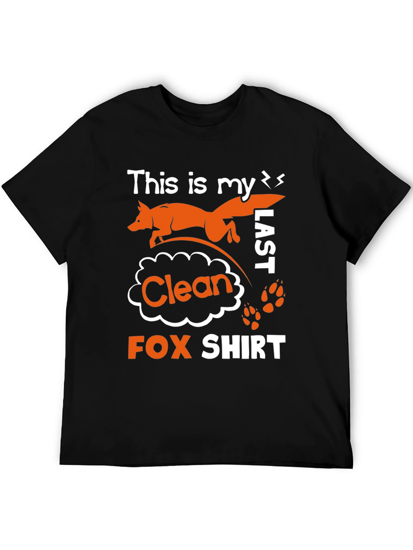 Black Funny "Last Clean Fox" Graphic T-Shirt view 5