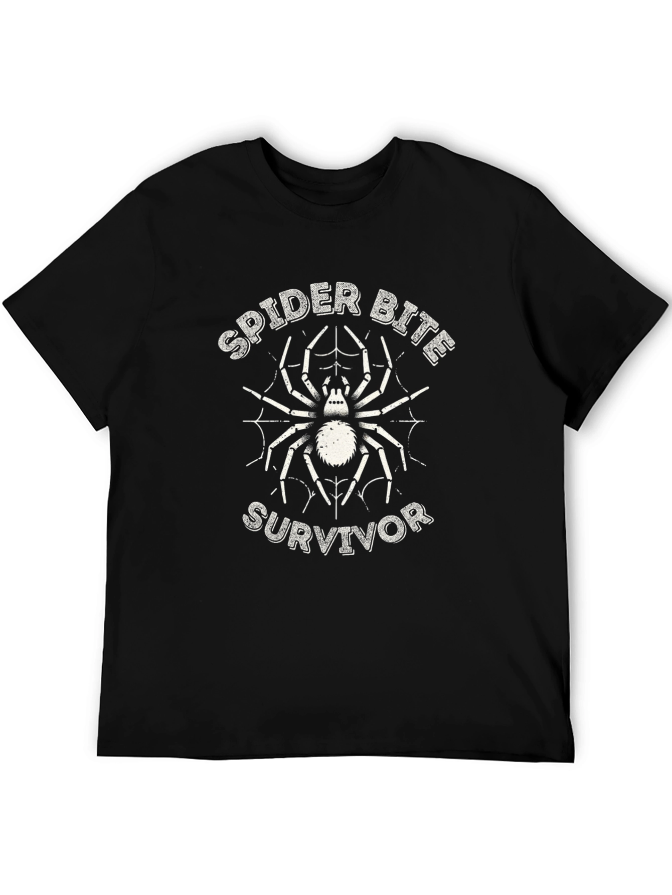 Black Spider Bite Survivor Graphic Tee - Black Cotton T-Shirt view 5