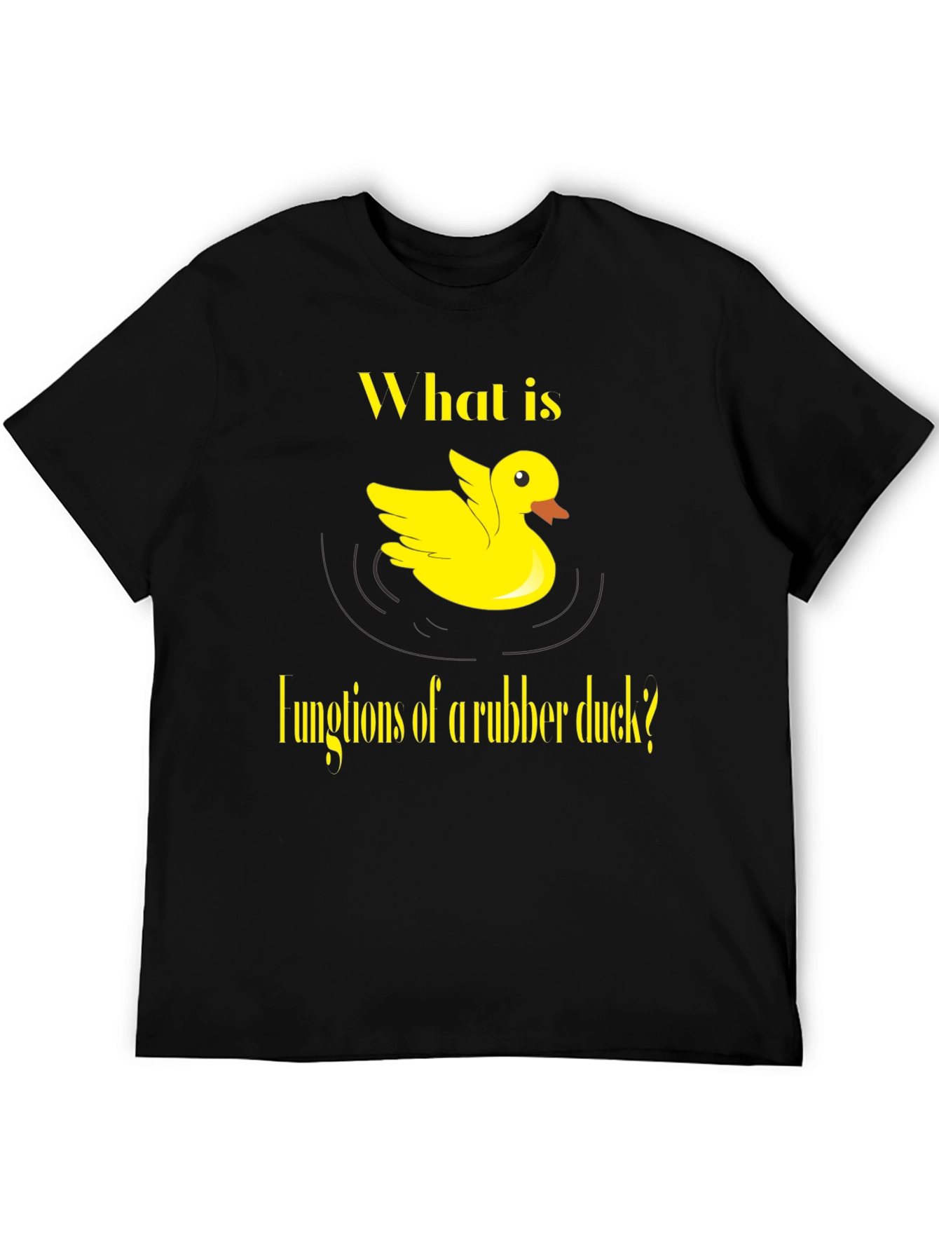 Black Rubber Duck Functions T-Shirt - Quirky Yellow Duck Design view 5