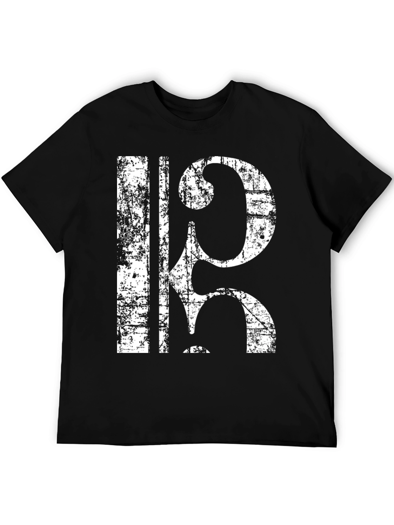 Black Vintage Bass Clef T-Shirt - Musical Style Tee view 5