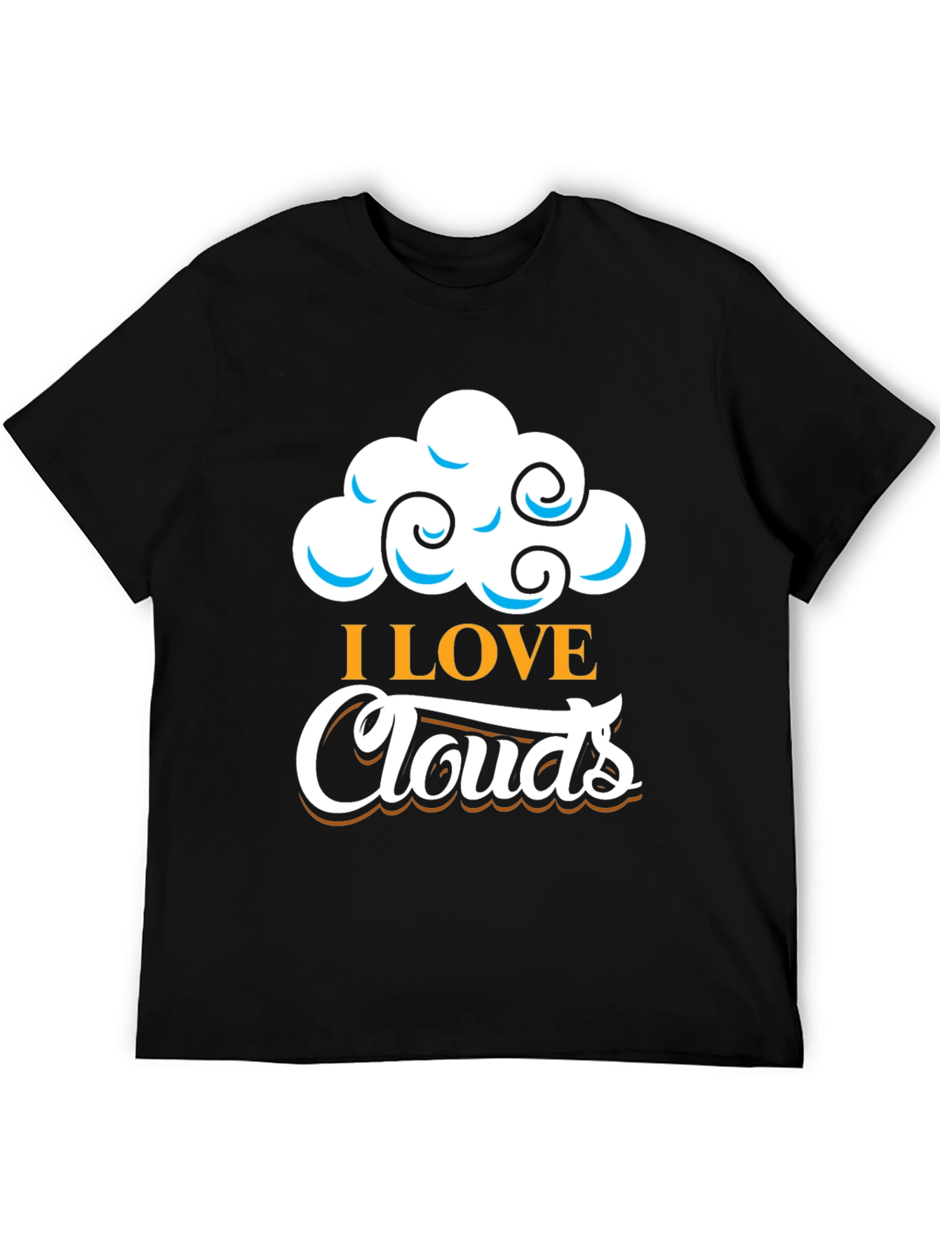 Black I Love Clouds Graphic T-Shirt - Black Cotton Blend view 5