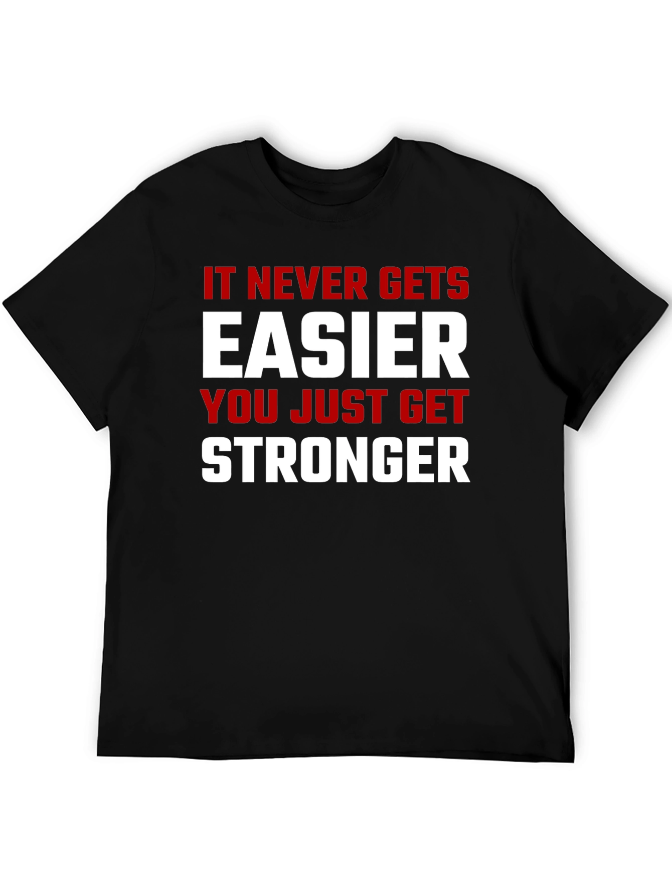 Black Motivational 'Stronger' Graphic Print Black T-Shirt view 5