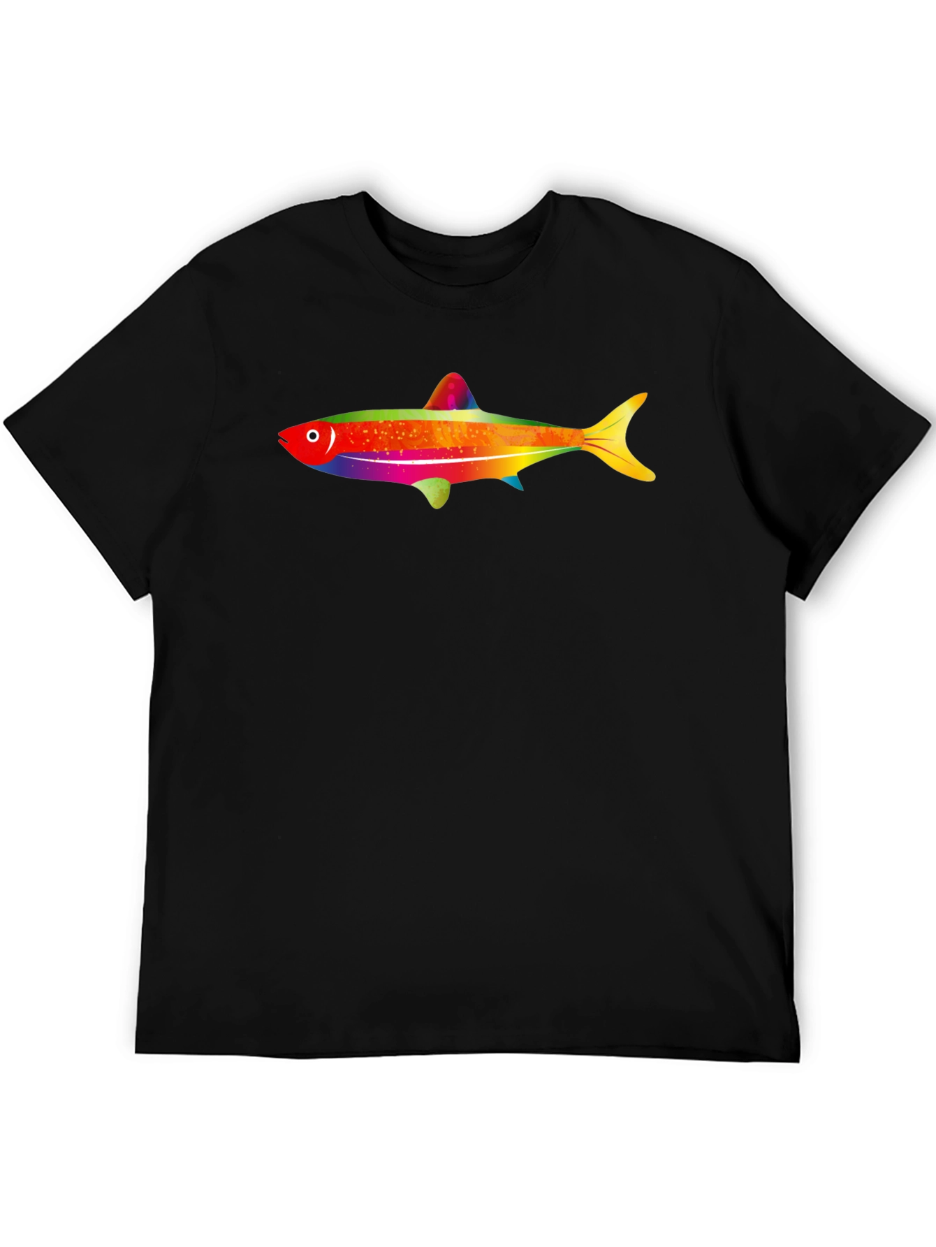Black Rainbow Fish Graphic Tee - Men's Black T-Shirt view 5