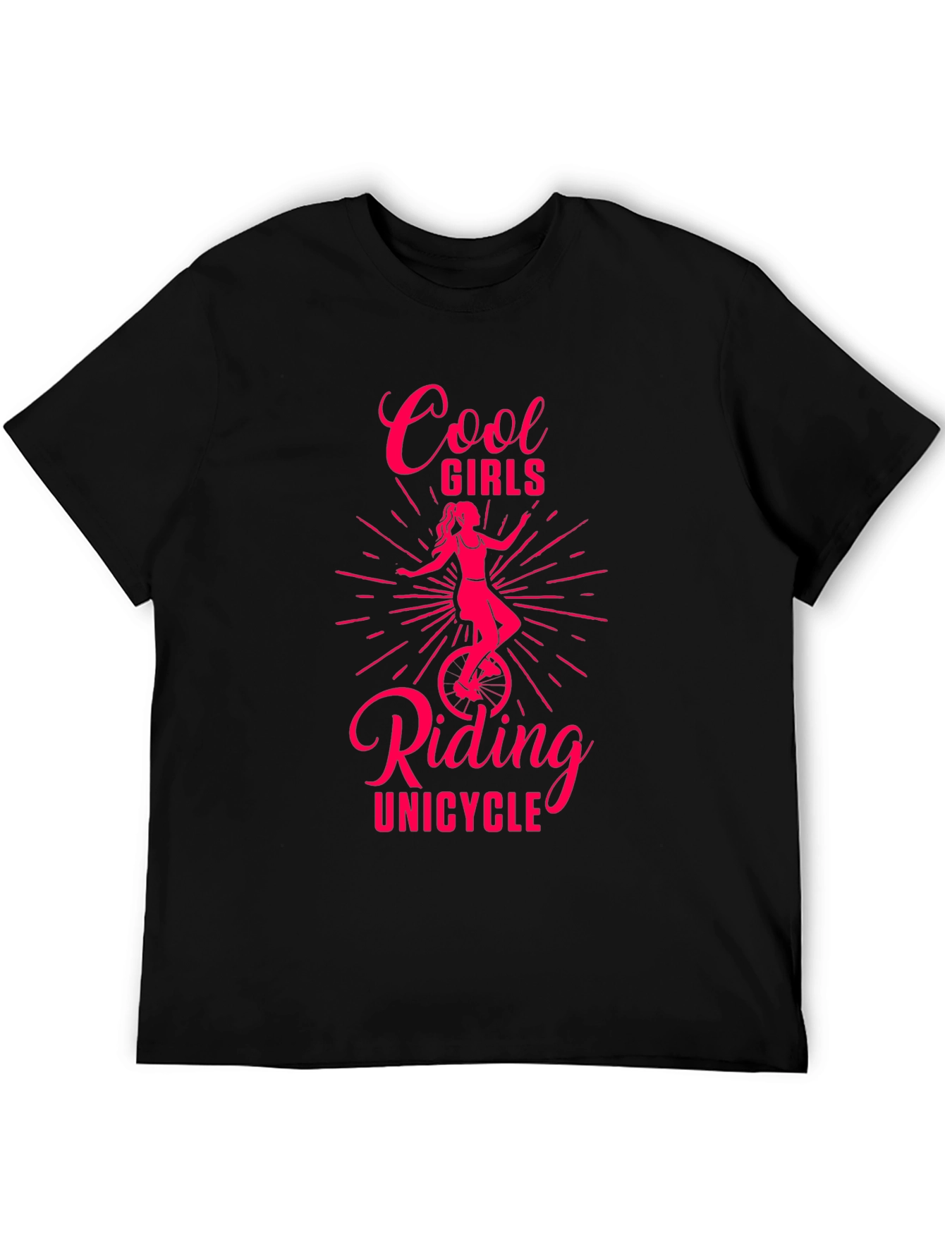 Black Cool Girls Unicycle Graphic Tee - Black Unisex view 5
