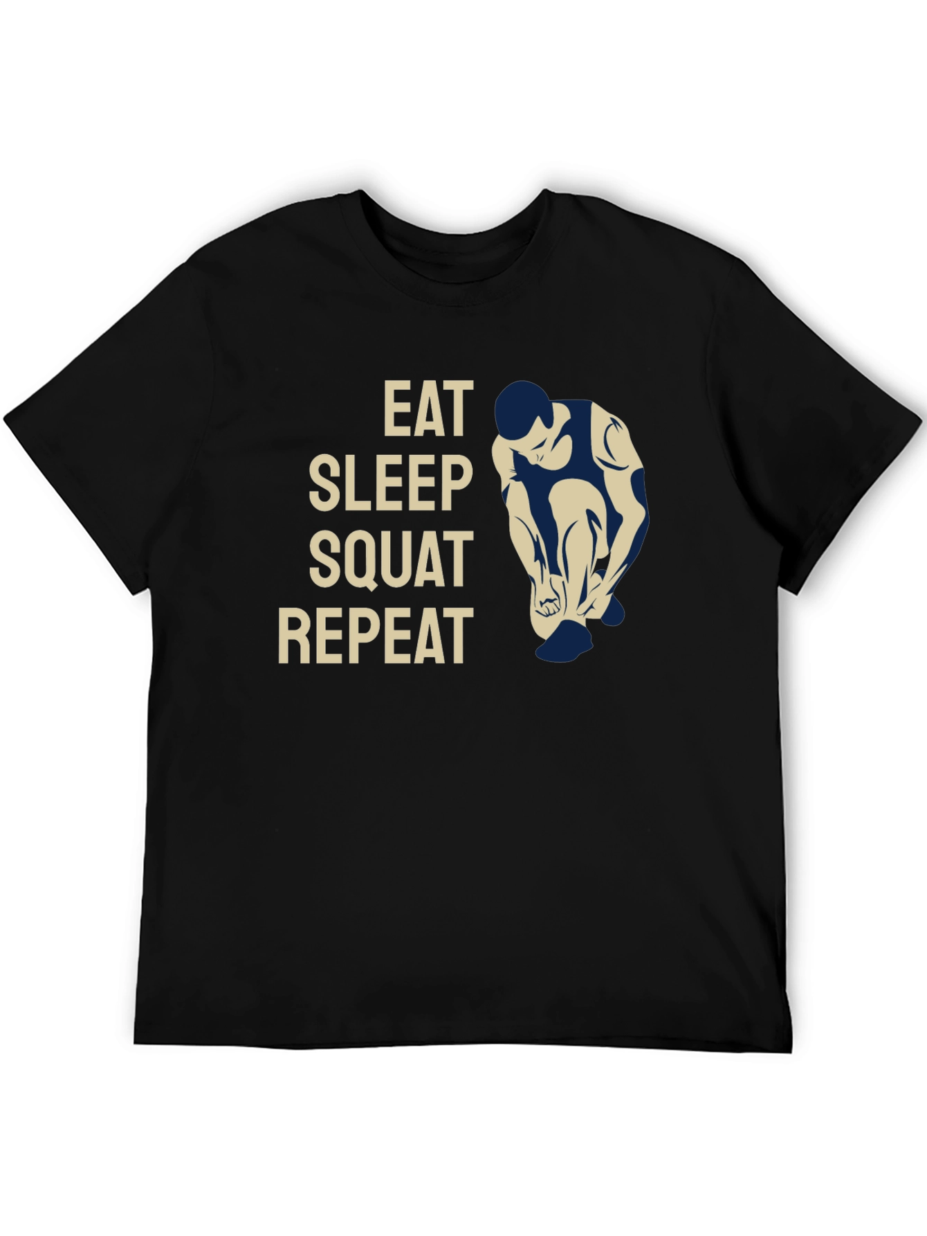 Black Eat Sleep Squat Repeat Gym Workout T-Shirt view 5