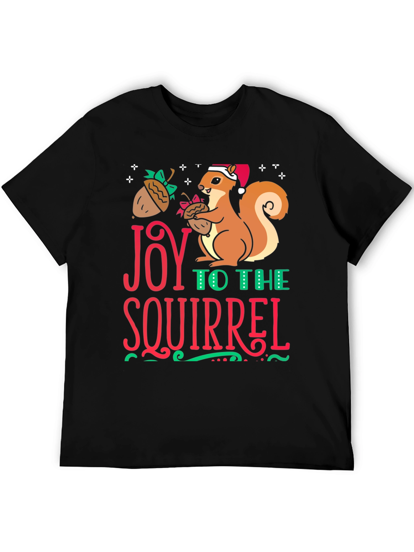 Black Joy to the Squirrel Holiday T-Shirt view 5