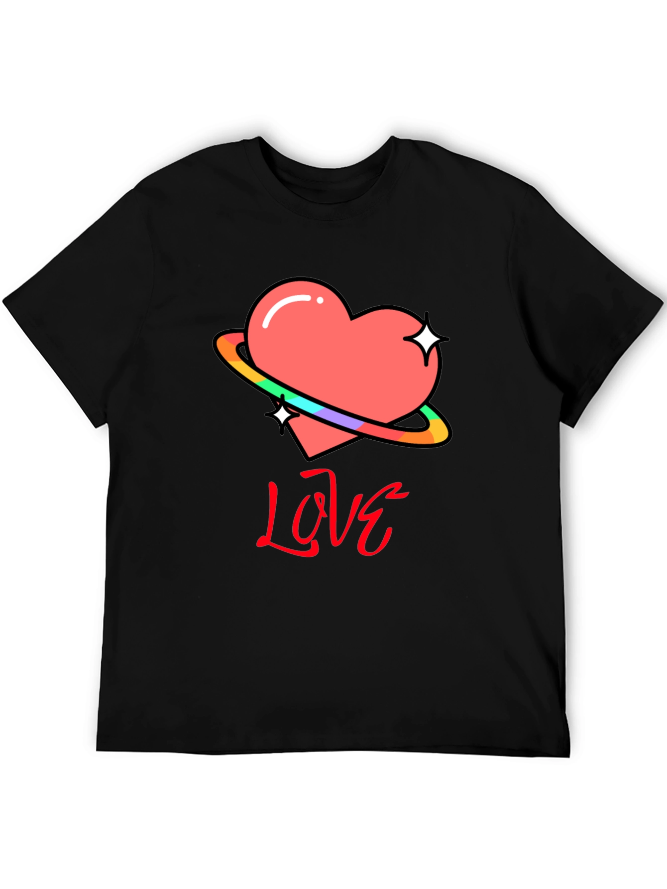 Black Love Heart Graphic T-Shirt - Black view 5