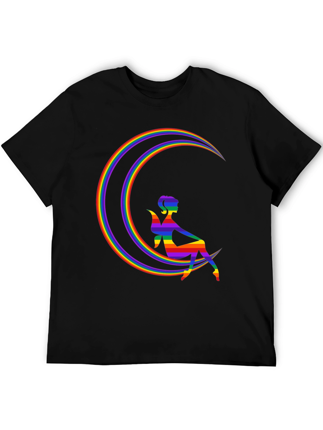 Black Rainbow Fairy Moon Black T-Shirt view 5