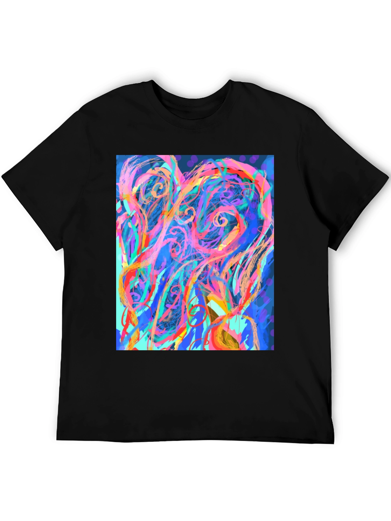 Black Abstract Art Graphic Print Black T-Shirt view 5