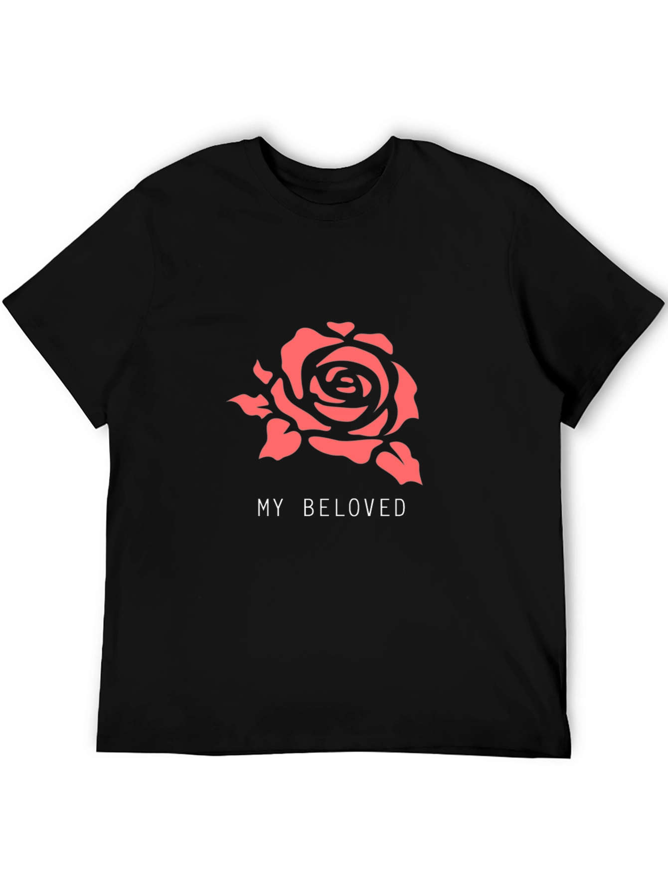 Black My Beloved Rose Graphic Tee - Soft Black Cotton T-Shirt view 5