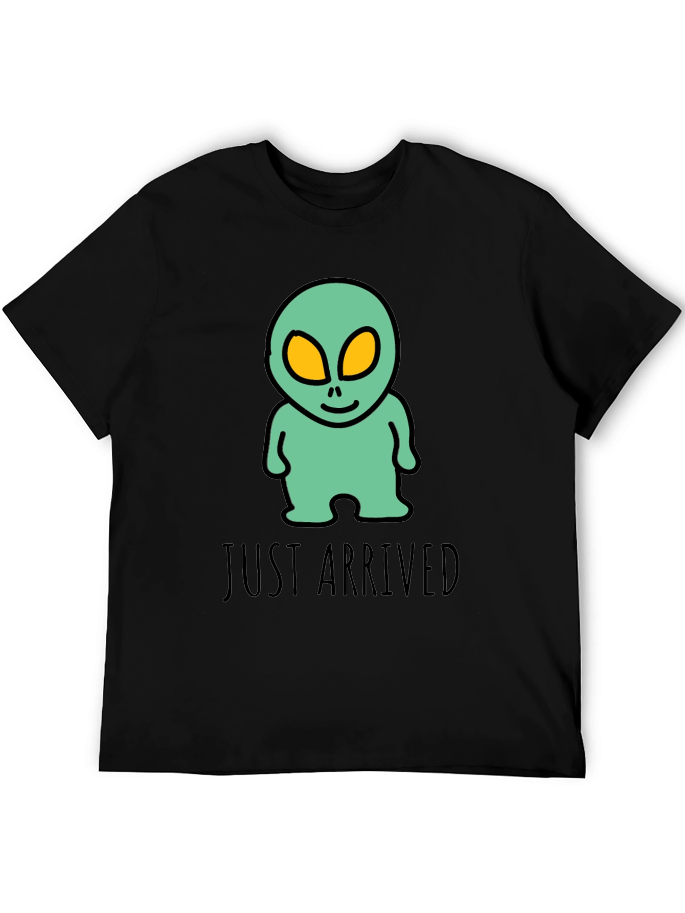 Black Just Arrived Alien Graphic Tee - Black Cotton T-Shirt view 5