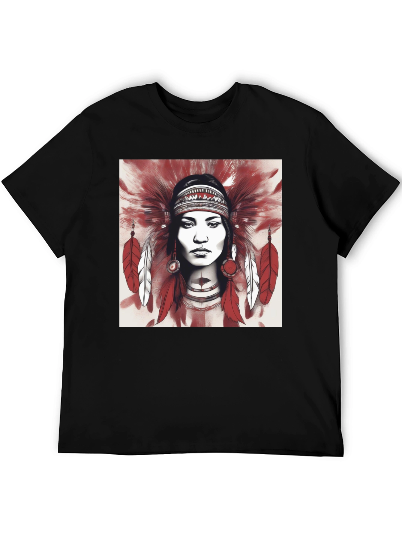 Black Native American Headdress Graphic Tee view 5