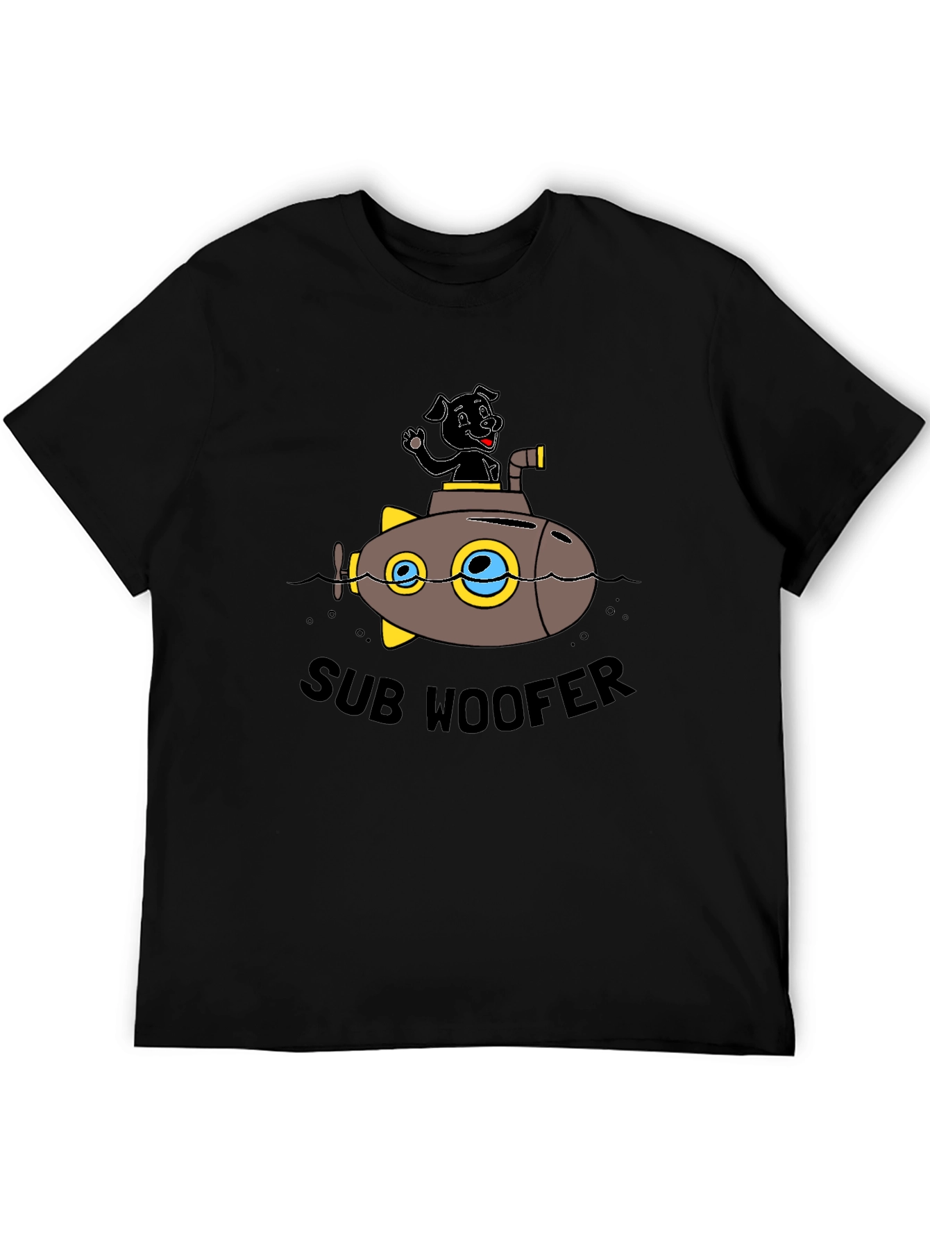 Black Sub Woofer Graphic Black T-Shirt view 5