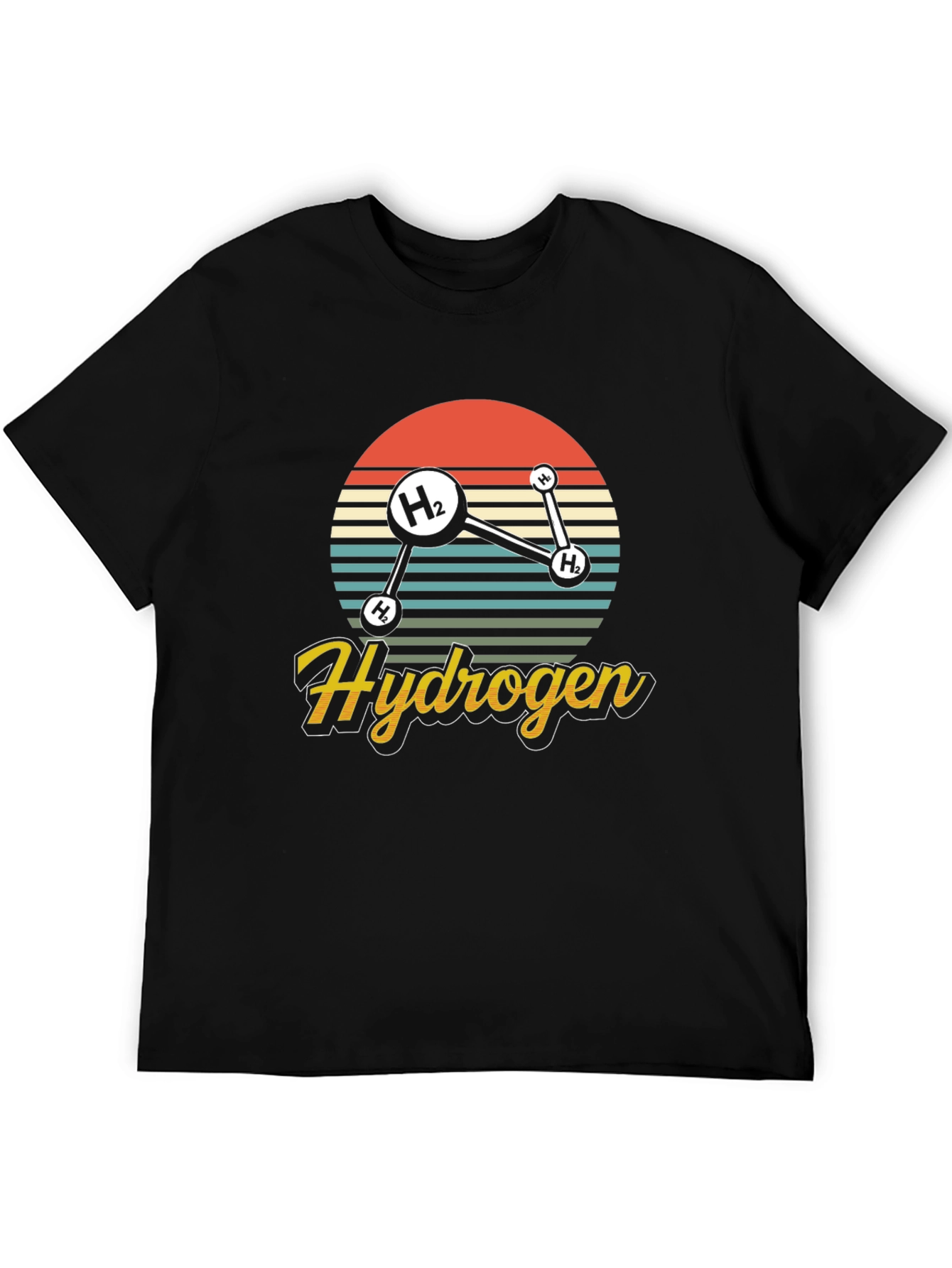 Black Hydrogen Molecule Graphic T-Shirt view 5